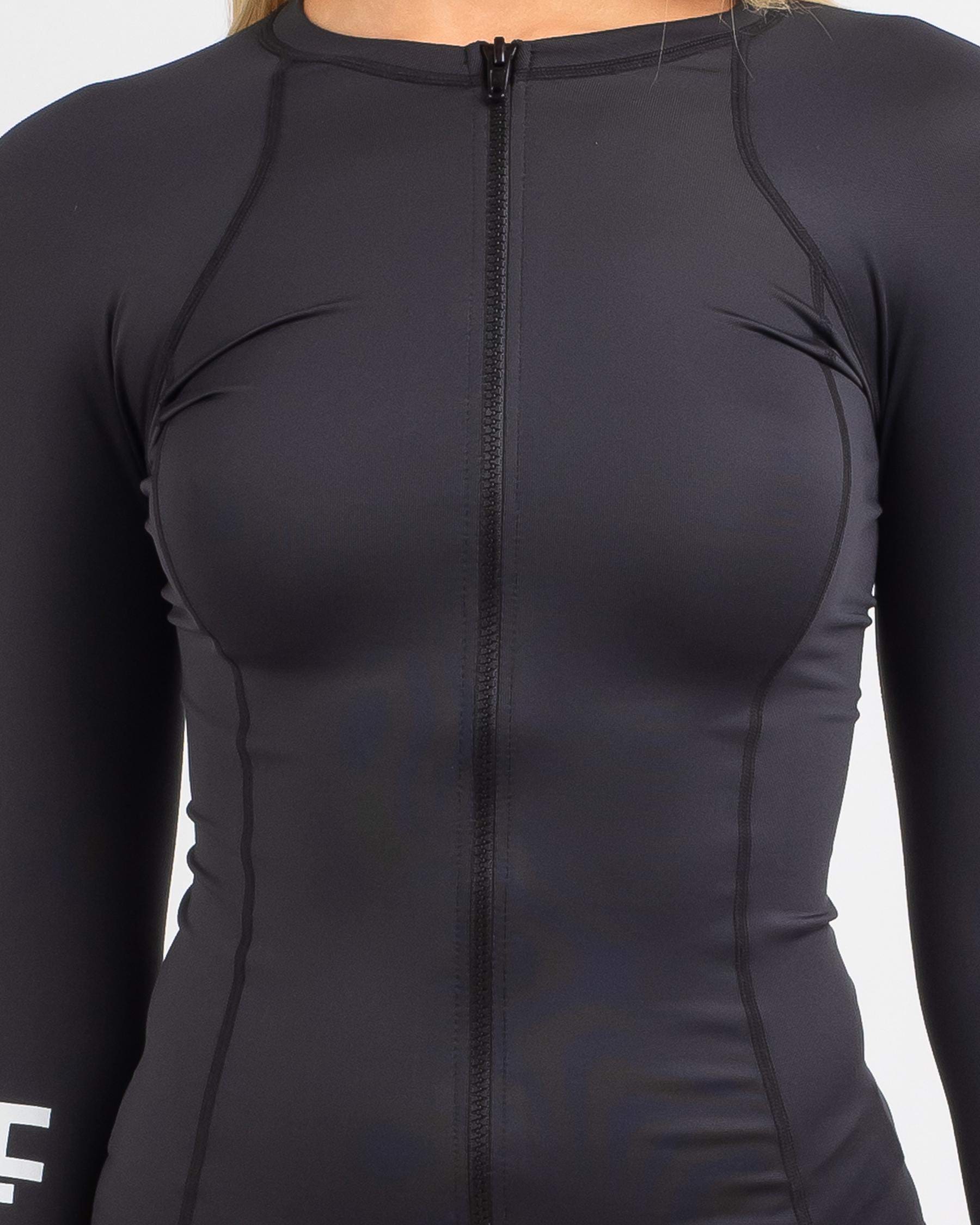 Hurley One And Only Long Sleeve Zip Rash Vest In Black - Fast Shipping ...