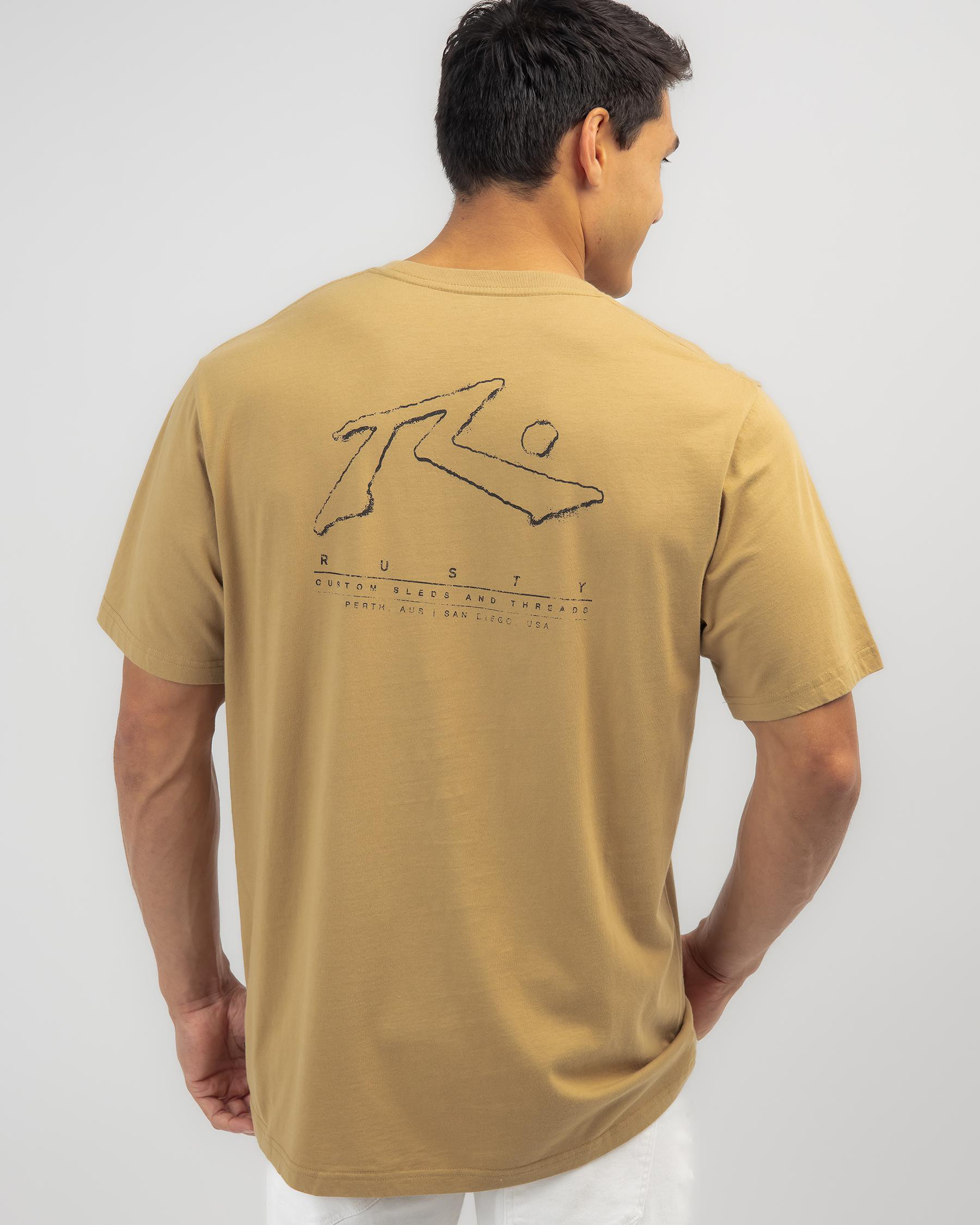 Shop Rusty Sleds And Threads TShirt In Khaki 1 Fast Shipping & Easy
