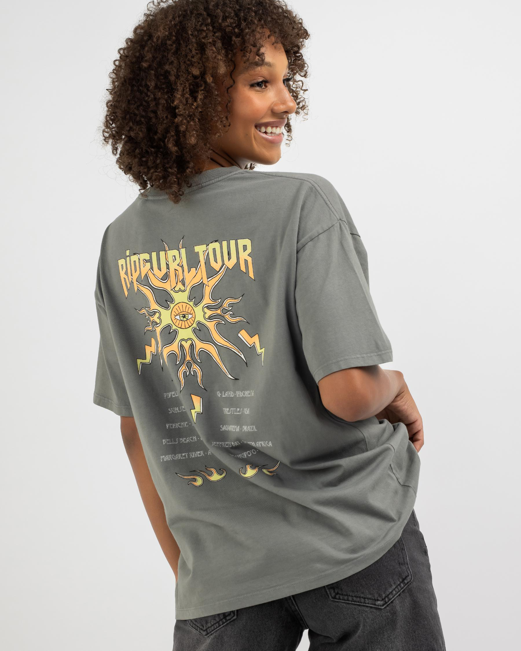 Shop Rip Curl Tour Heritage T-Shirt In Charcoal - Fast Shipping & Easy ...
