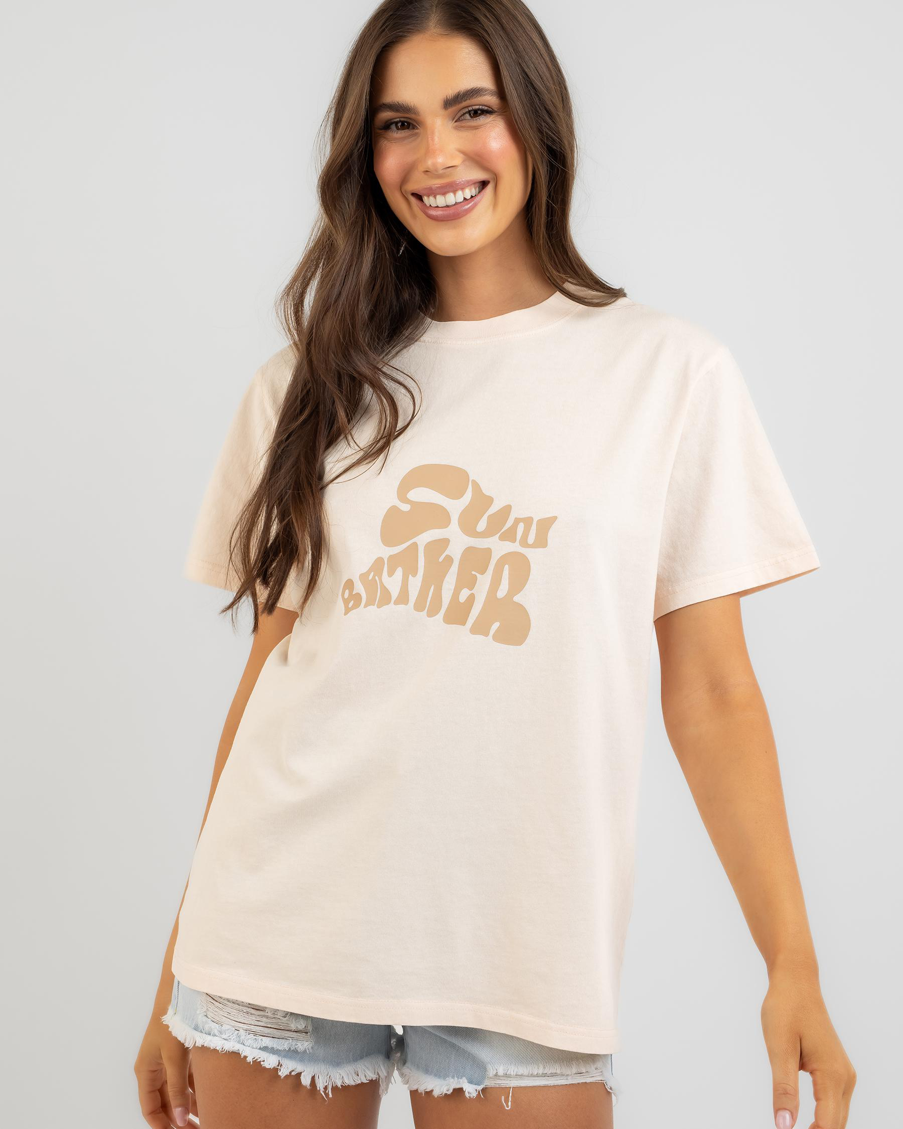Shop Rhythm Sunbather Boyfriend TShirt In Pink Fast Shipping & Easy