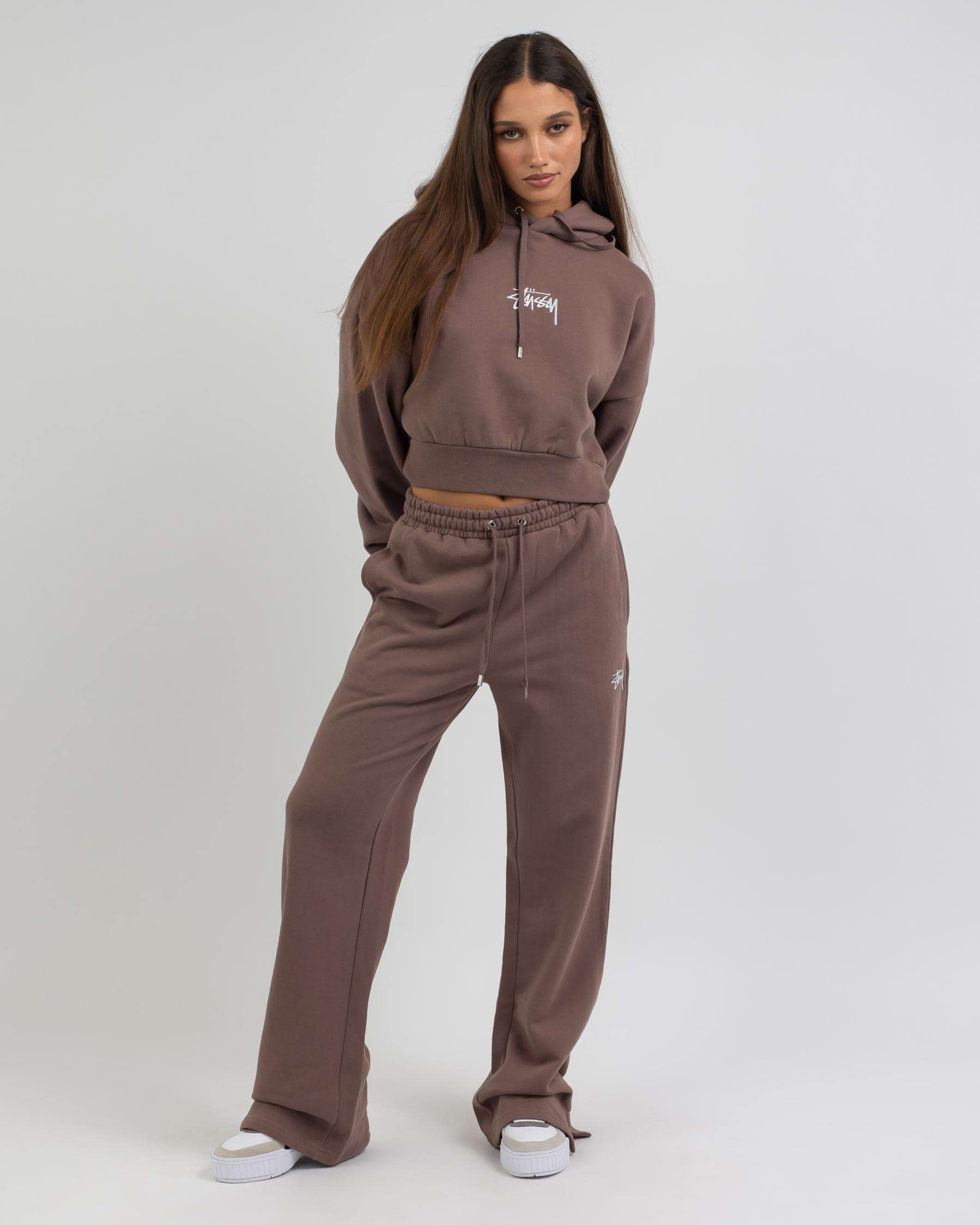 Shop Stussy Stock Wide Leg Track Pants In Brown - Fast Shipping