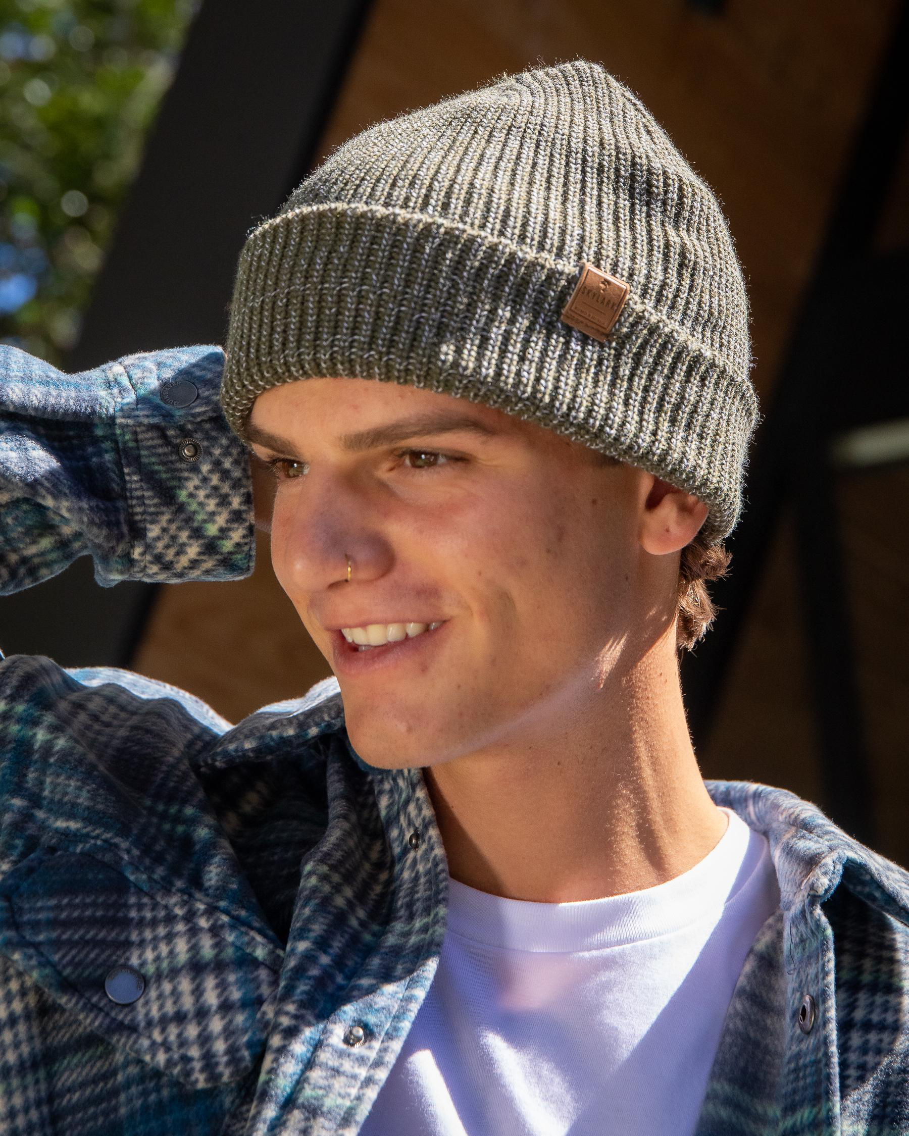 Shop Skylark Litterol Slouch Beanie In Olive Fast Shipping & Easy