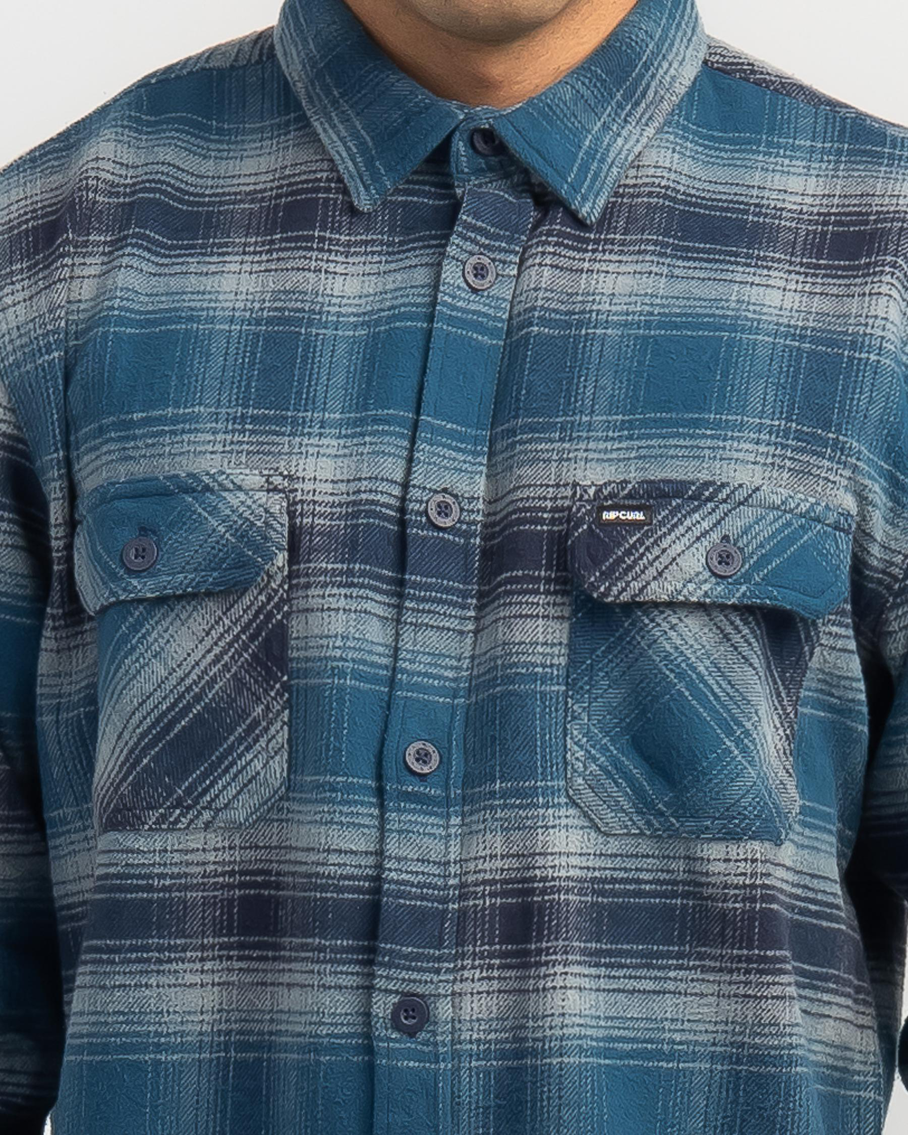 Shop Rip Curl Count Flannel Shirt In Mineral Blue - Fast Shipping ...