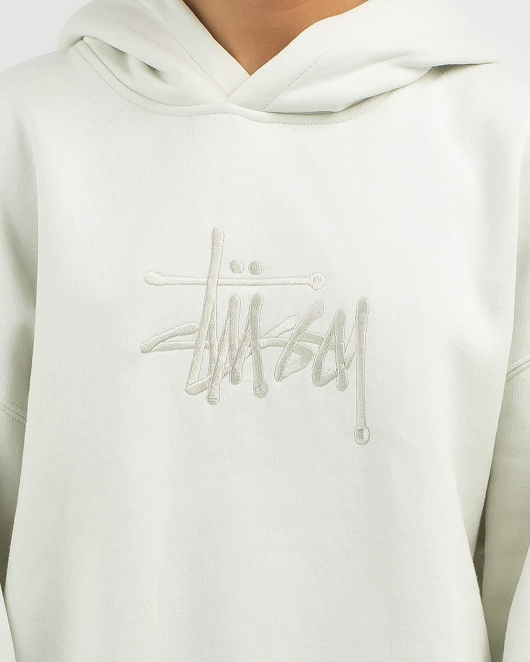 Stussy Graffiti Embroidery Oversized Hoodie In Washed White - FREE ...