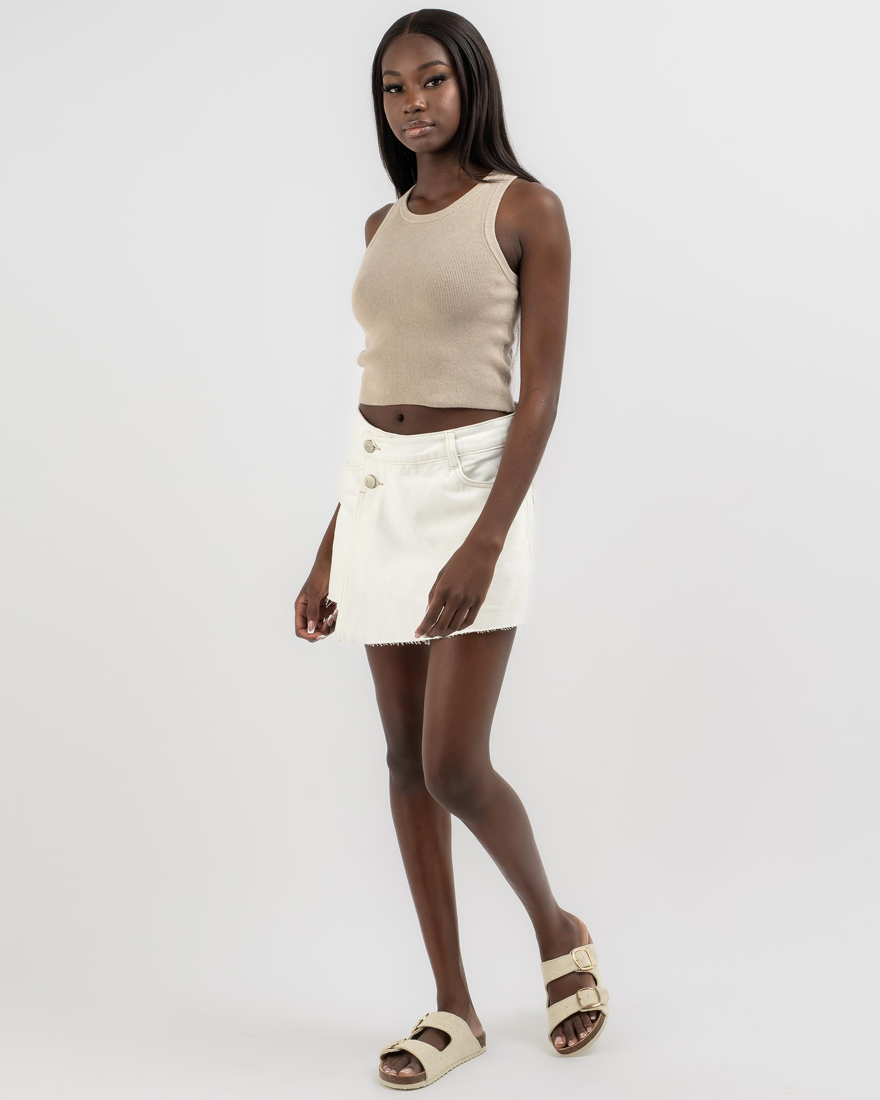 Shop Mooloola Basic Racer Back Knit Top In Taupe - Fast Shipping & Easy ...