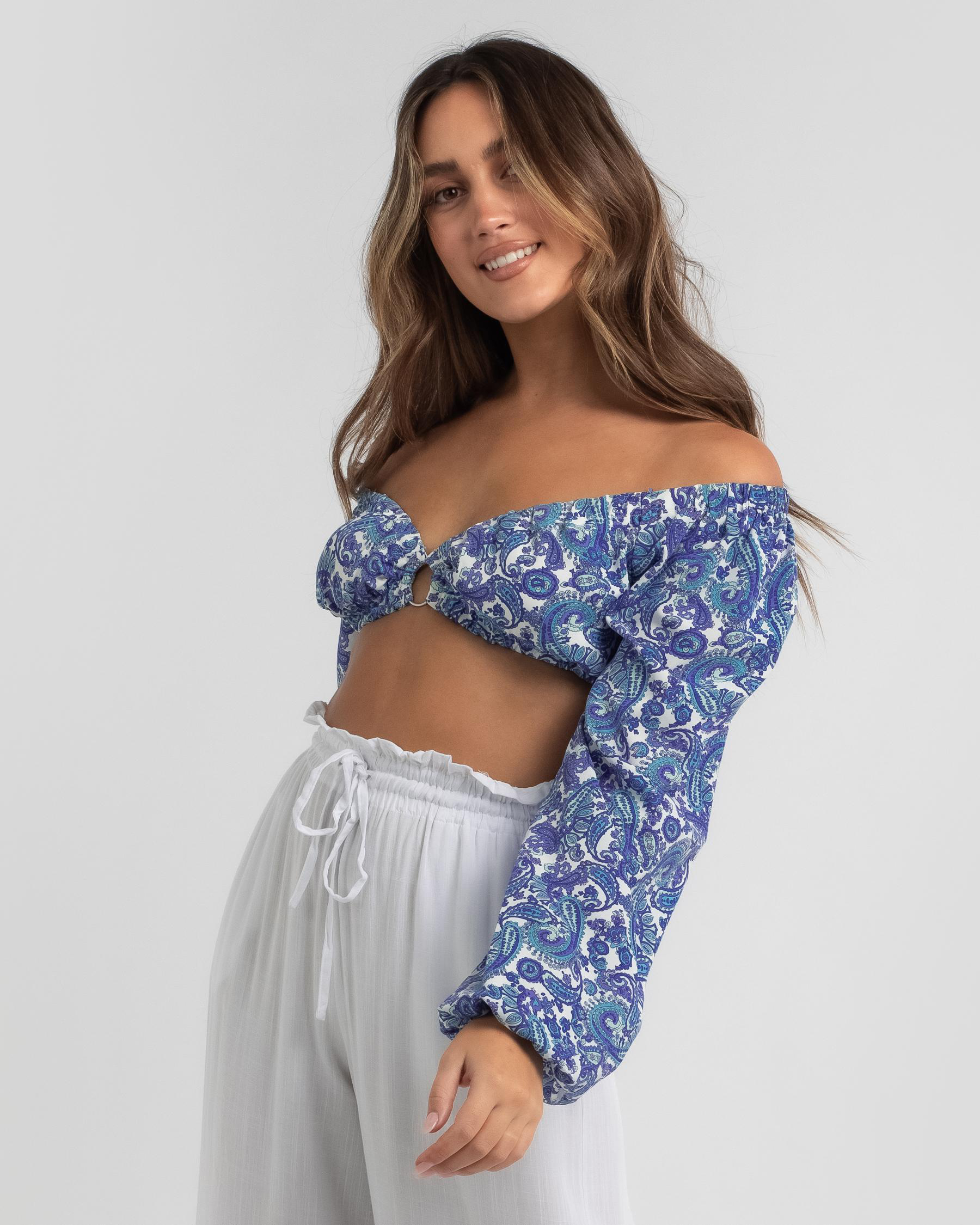 Contrast Diva Top in Eve Blue