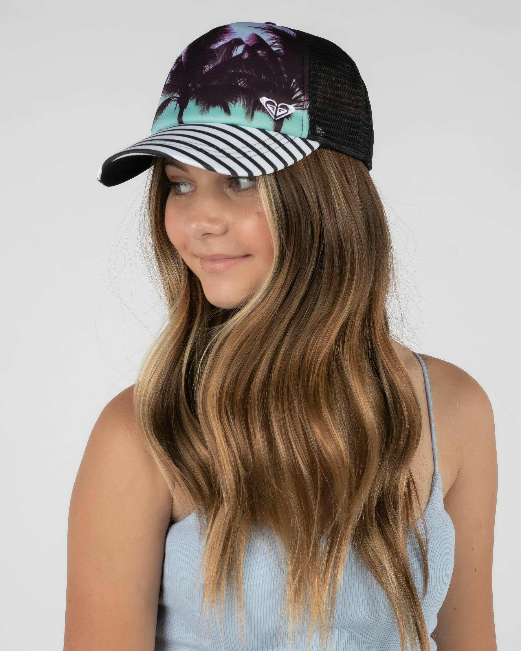 Roxy Girls' Sunset Skies Trucker Cap In True Black Fast Shipping