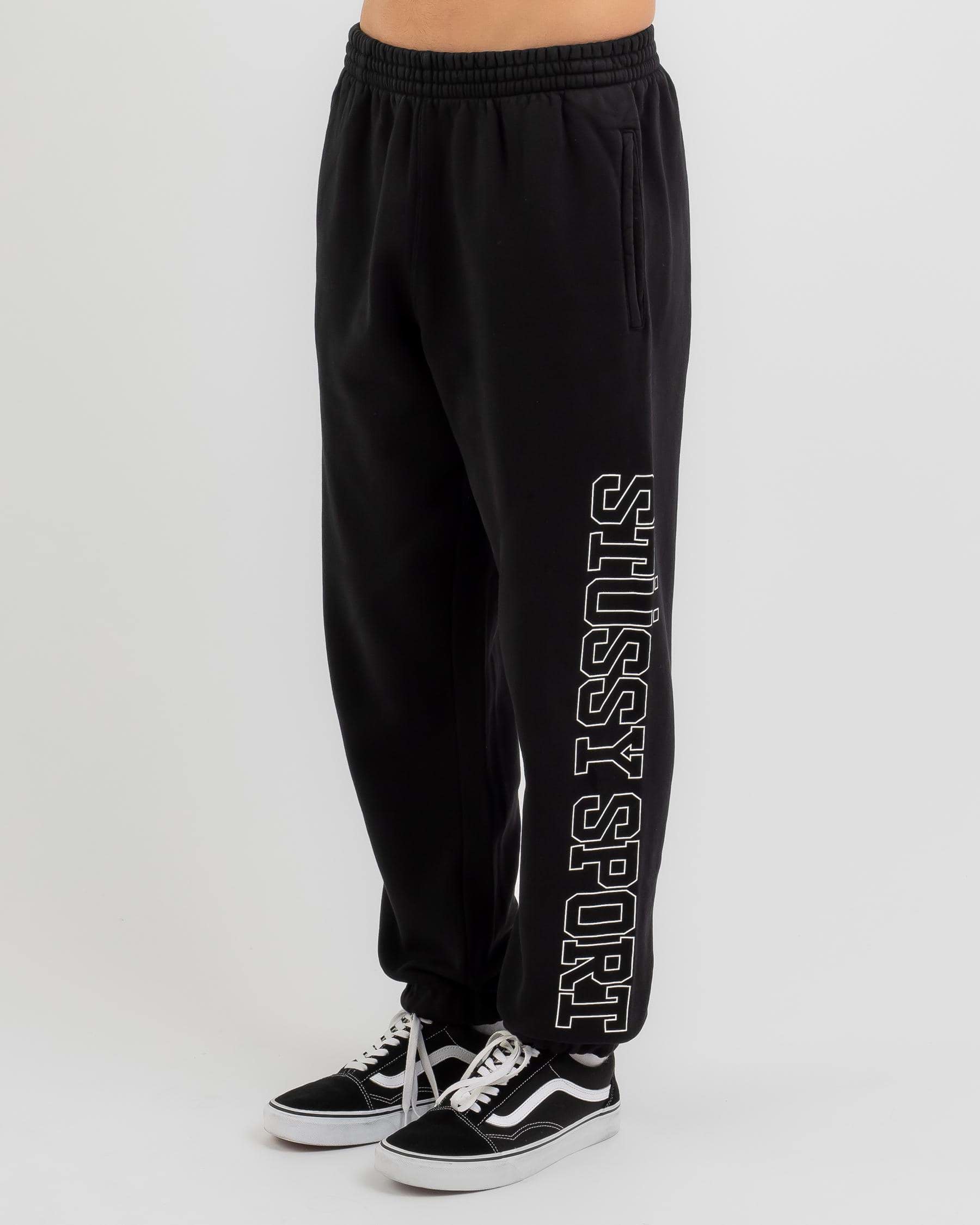 Stussy Collegiate Sports Track Pants In Pigment Black - Fast Shipping ...