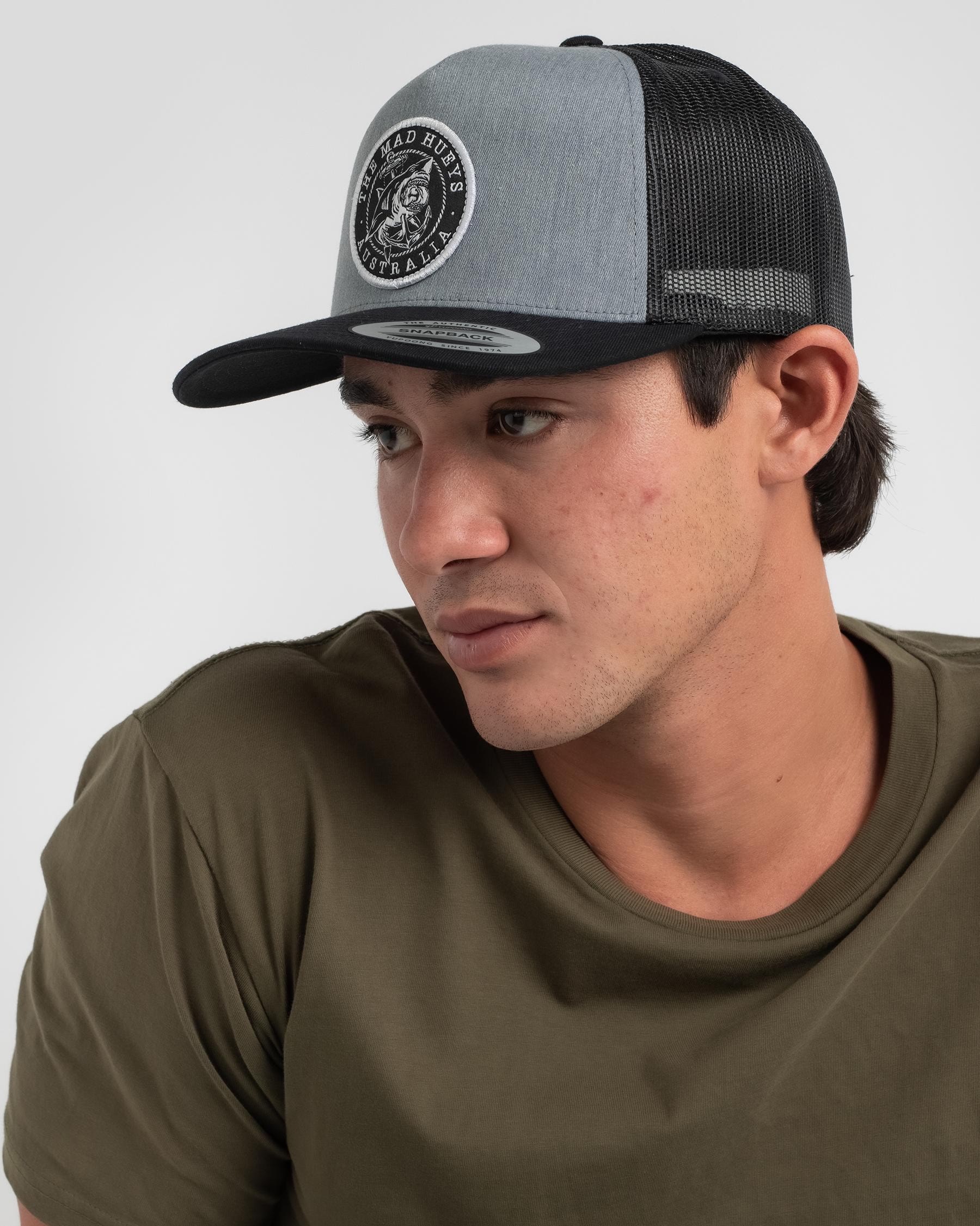 The Mad Hueys Mad Anchor Twill Trucker Cap In Black - Fast Shipping ...