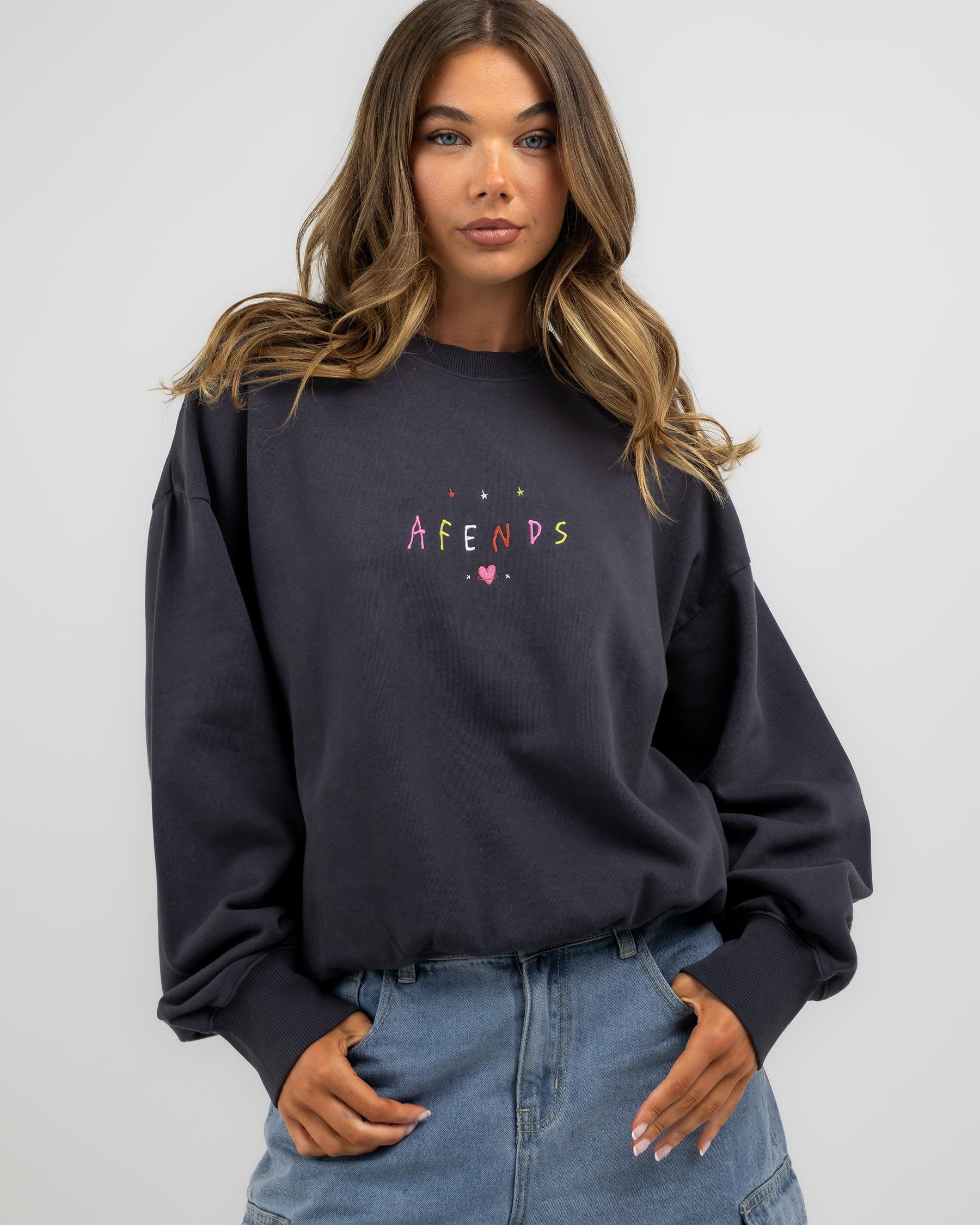 Shop Afends Funhouse Recycled Crew Neck Sweatshirt In Charcoal - Fast ...