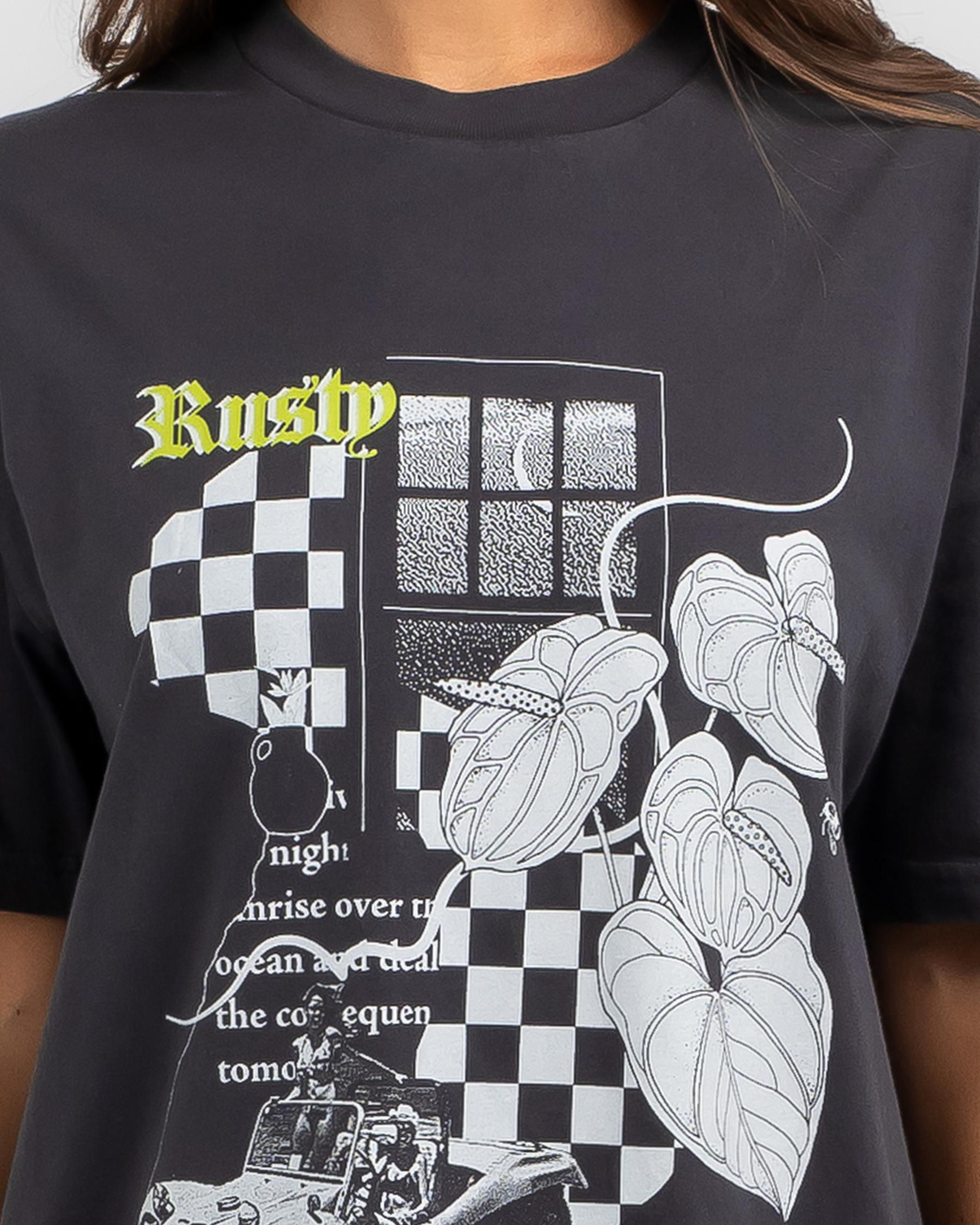 Shop Rusty Rusty Night Light Oversized TShirt In Vintage Black Fast