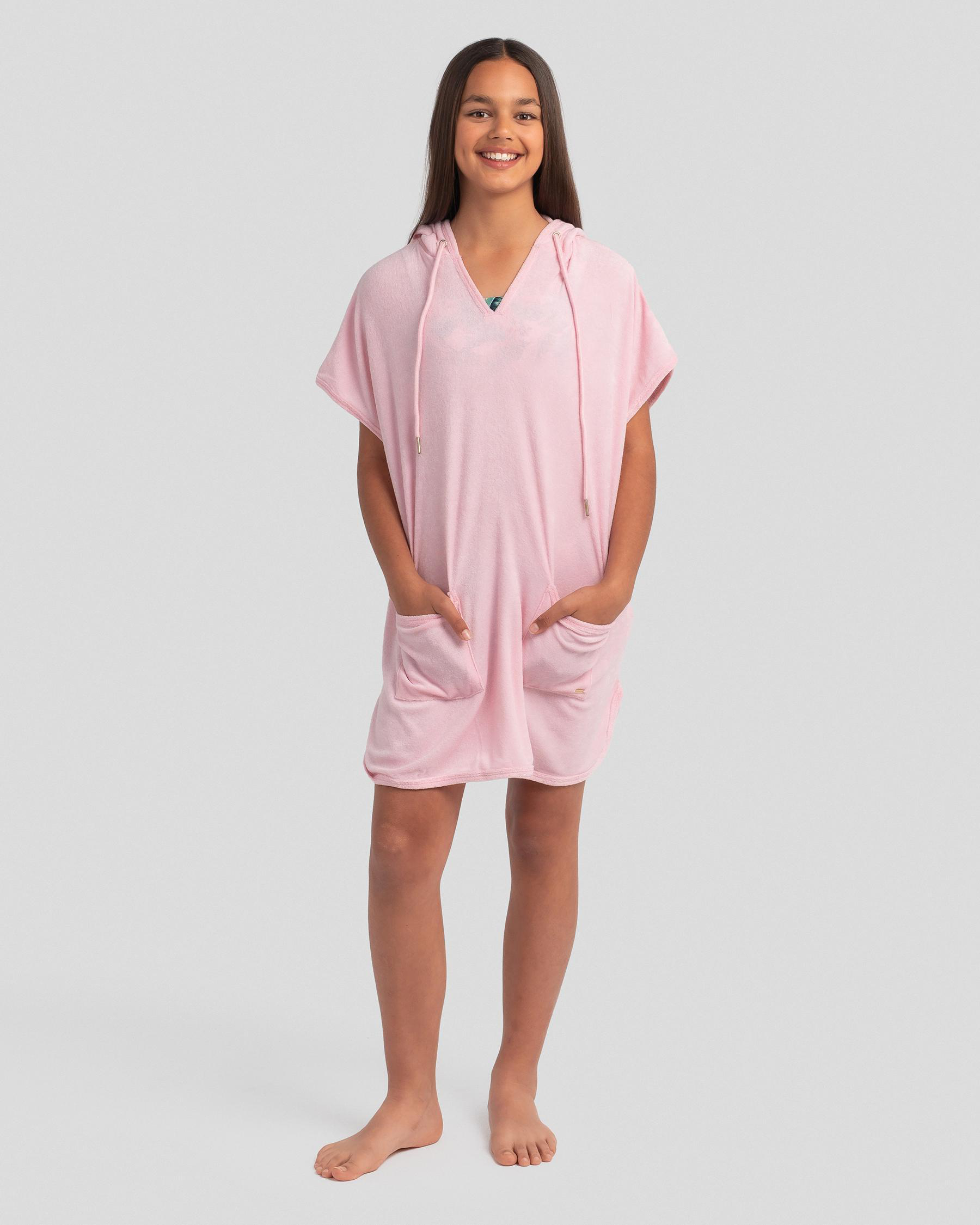 Shop Topanga Girls' Tara Towelling Beach Cover In Pink Fast Shipping