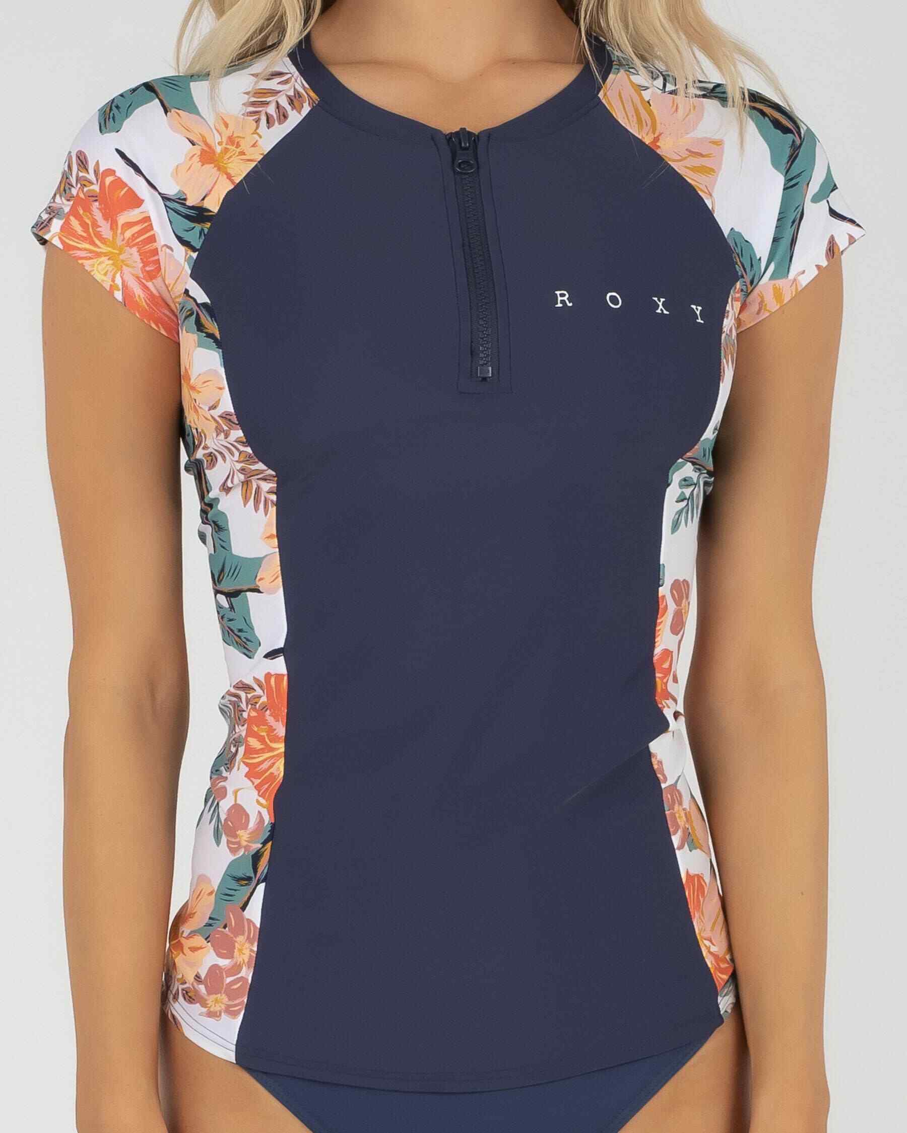 Roxy Just Shine Cap Sleeve Rash Vest In Bright White Mahe S Fast