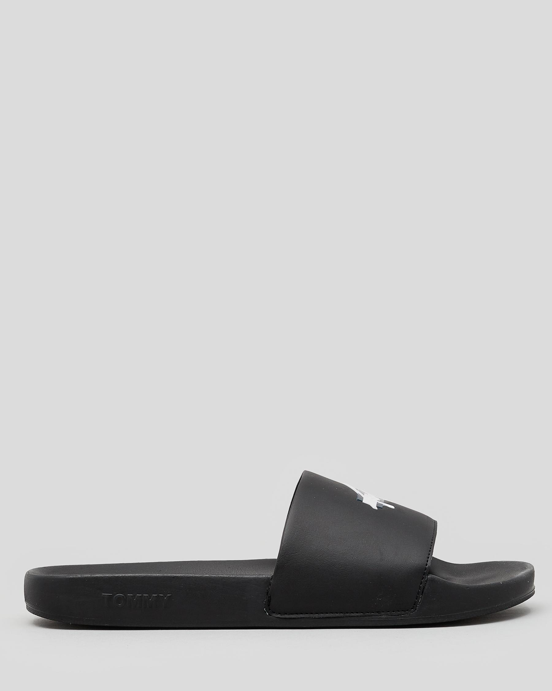 Tommy Hilfiger Signature Mens' Pool Slides In Black - Fast Shipping ...