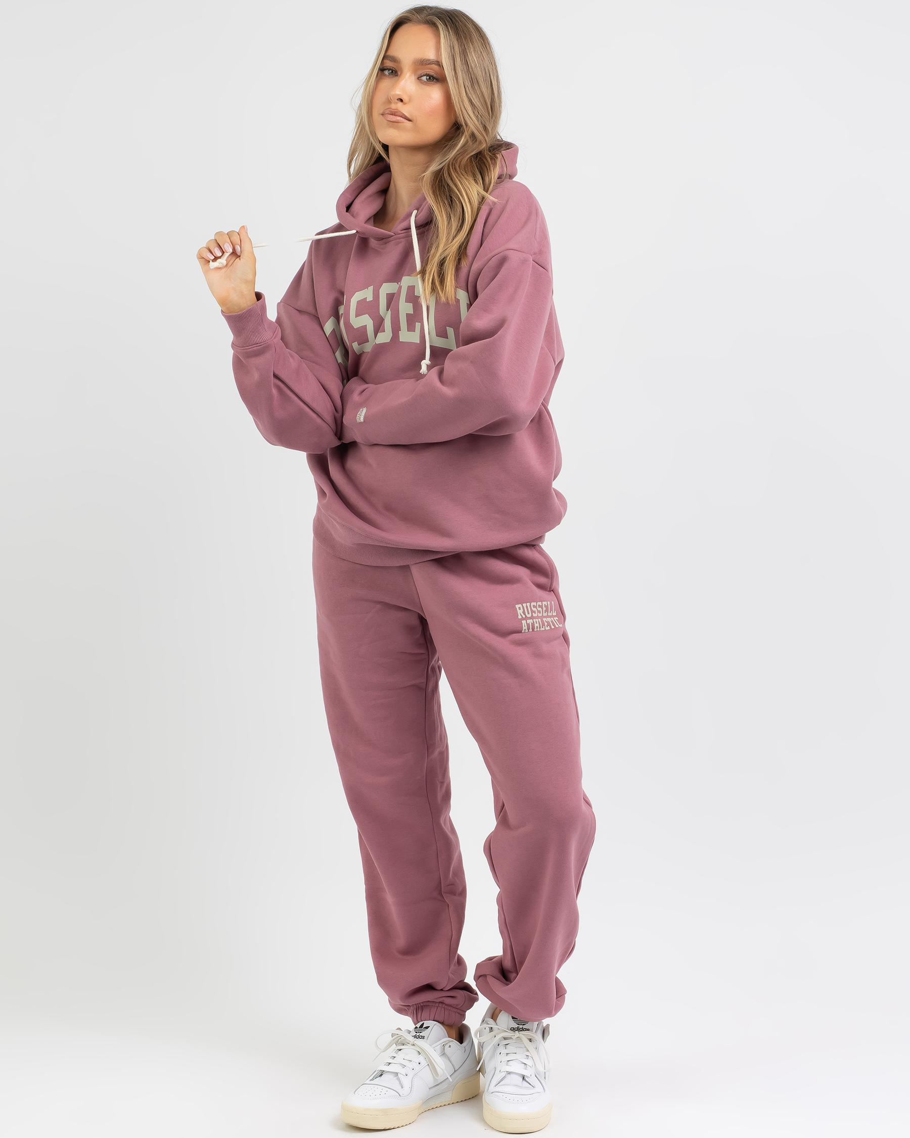 Shop Russell Athletic Track And Field Hoodie In Mesa Rose Fast Shipping & Easy Returns City