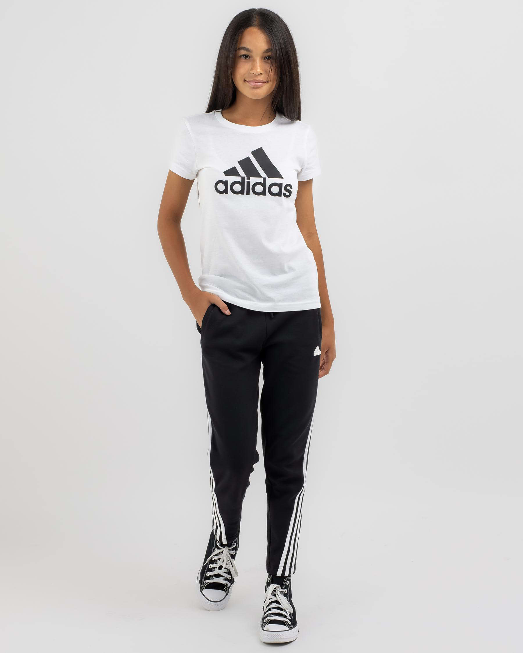 Shop adidas Girls' Big Logo T-Shirt In White/black - Fast Shipping ...