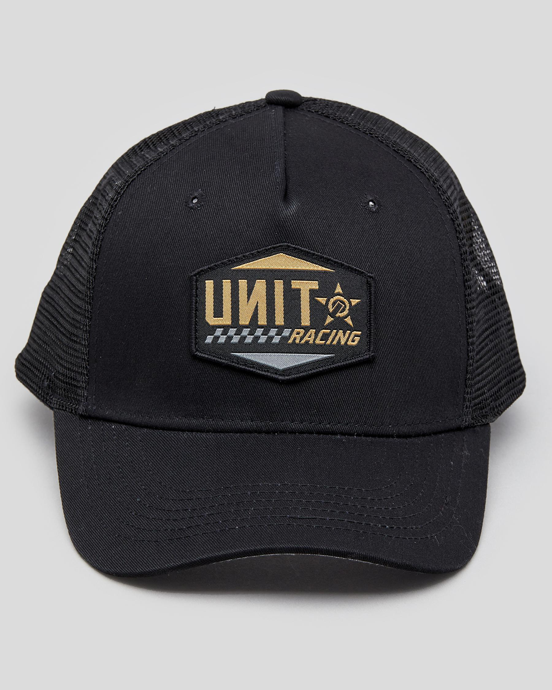 Unit Racing Curve Peak Trucker Snapback Cap In Black - Fast Shipping ...