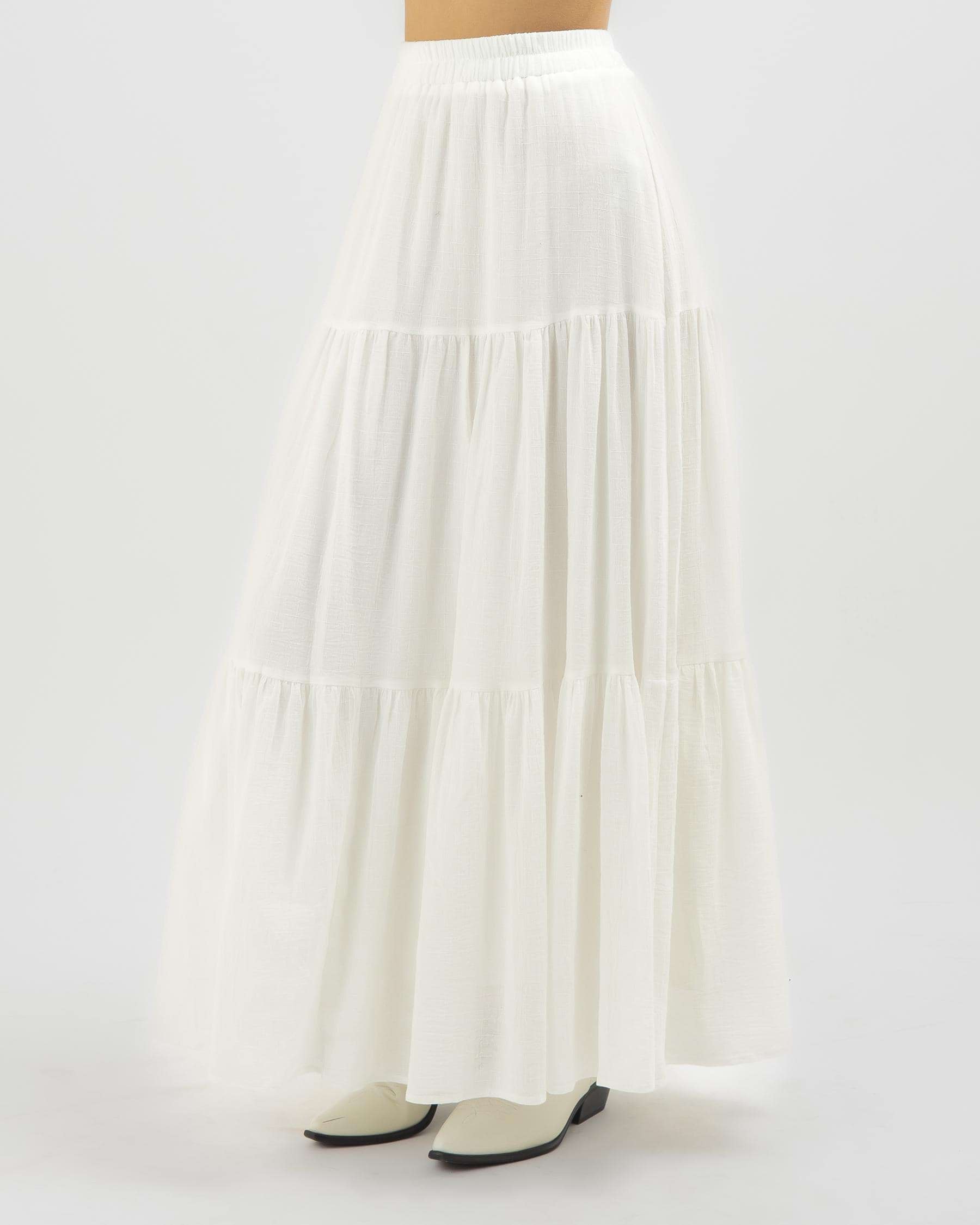 Shop Mooloola Dusk Maxi Skirt In White - Fast Shipping & Easy Returns ...