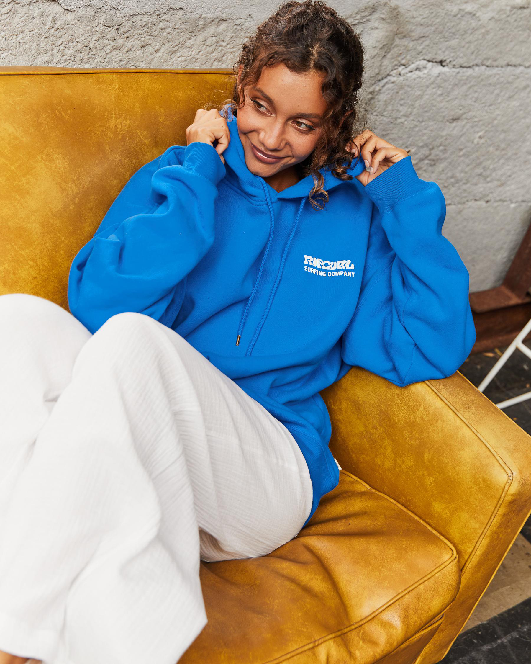 Rip Curl Surf Puff Heritage Hoodie In Royal Blue Fast Shipping & Easy