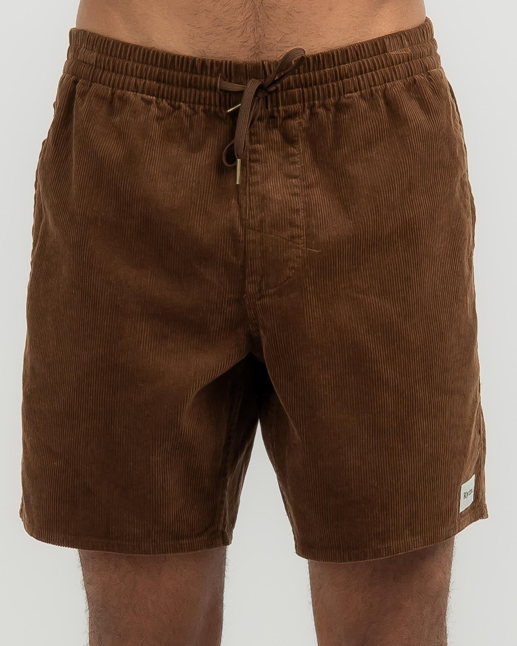 Shop Rhythm Classic Cord Jam Shorts In Chocolate Fast Shipping & Easy