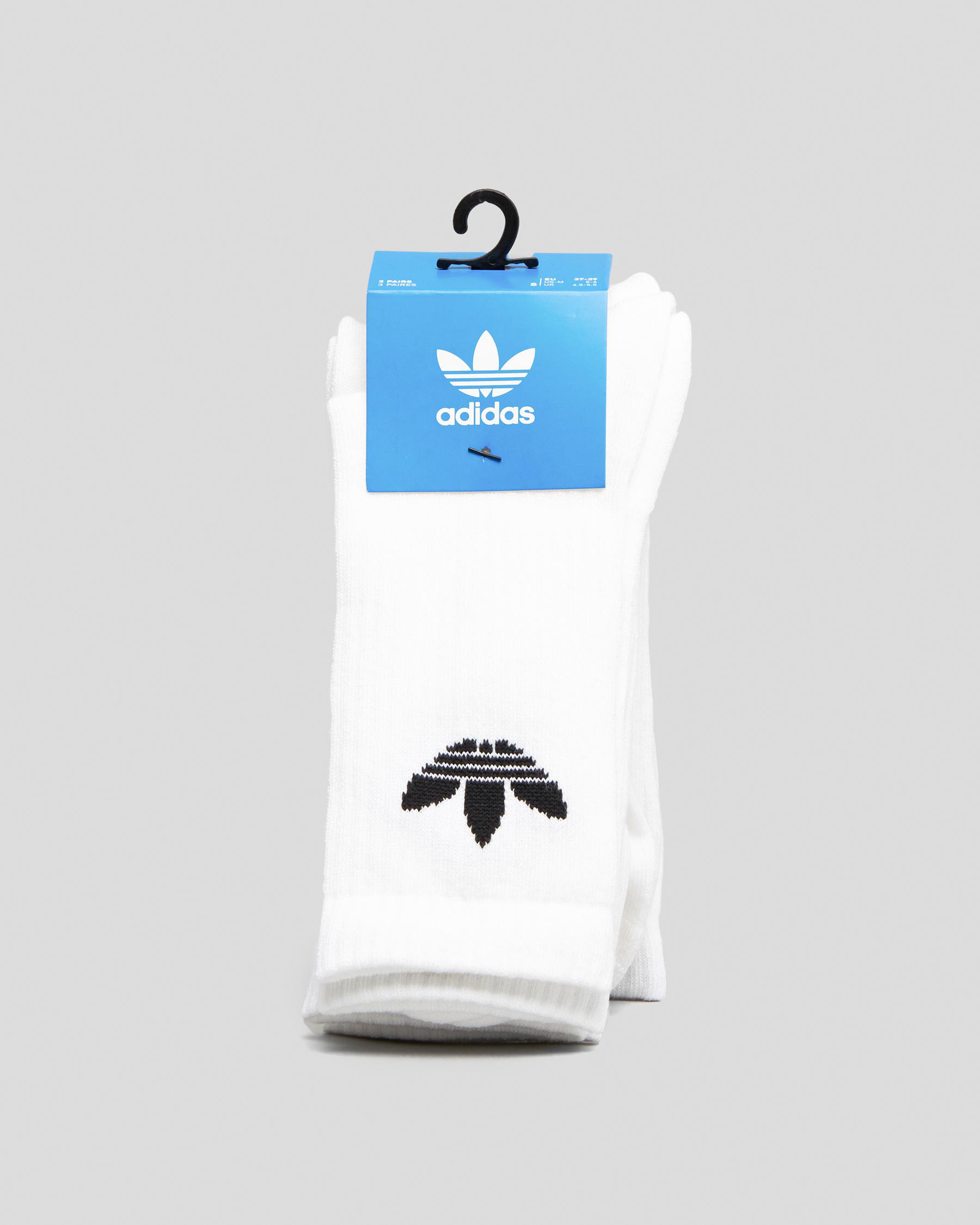 Adidas Boys' Cushion Trefoil Crew Socks 3 Pack In White/black - Fast ...