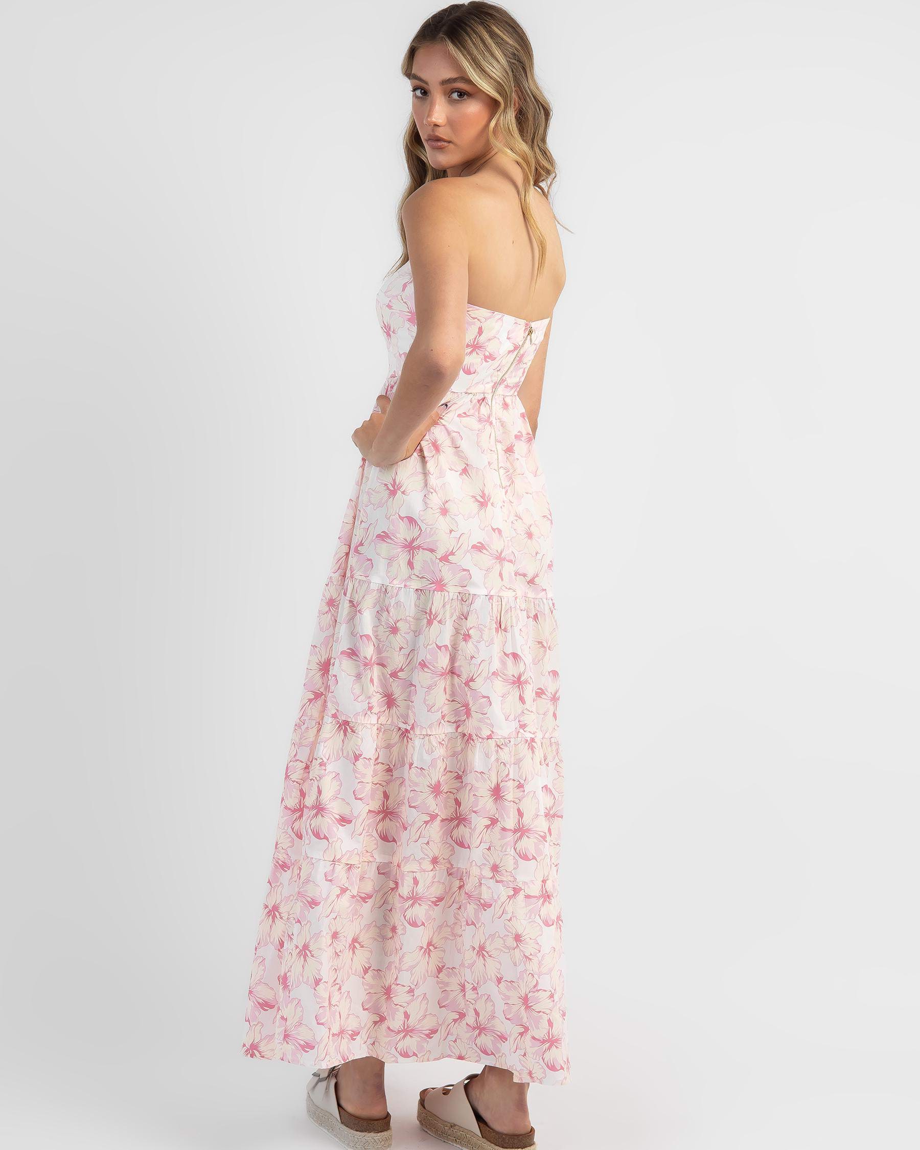 Shop Mooloola Bondi Maxi Dress In Alabaster/pink - Fast Shipping & Easy ...