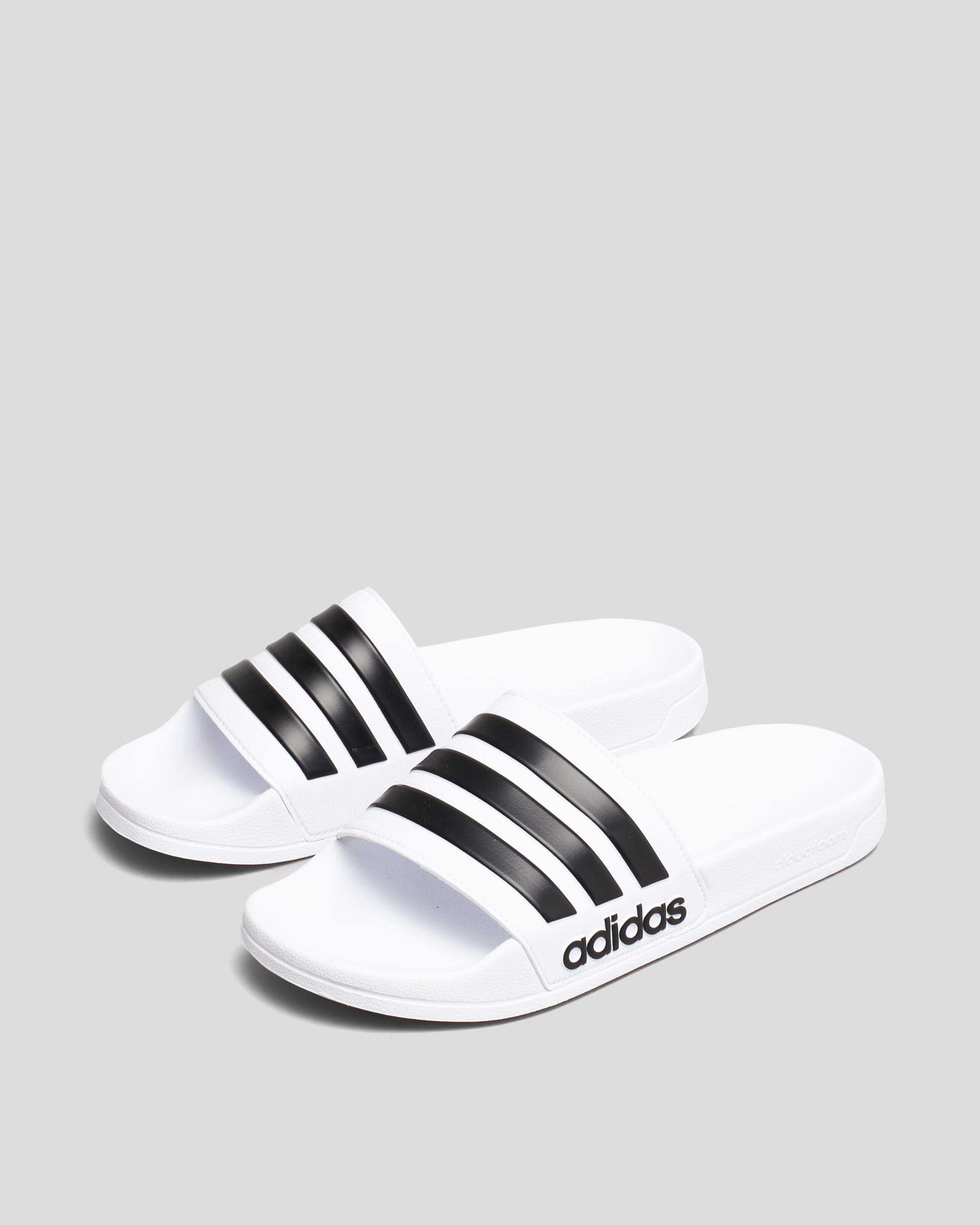 Adidas Womens' Adilette Shower Slide Sandals In Ftwr White/core Black ...