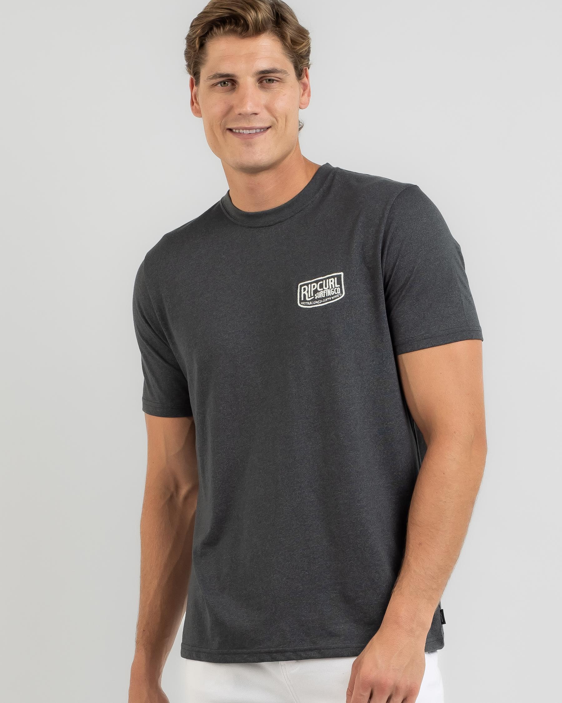 Rip Curl Established T-Shirt In Black Marle - Fast Shipping & Easy ...