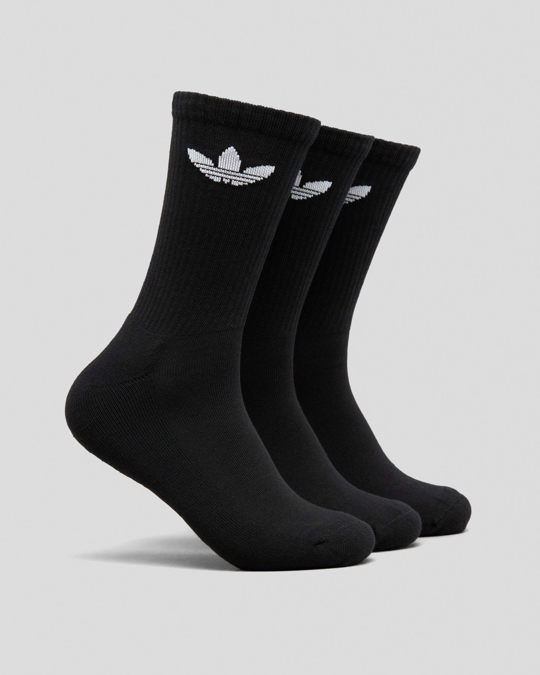 Adidas Boys' Cushion Trefoil Crew Socks 3 Pack In Black/white - Fast ...