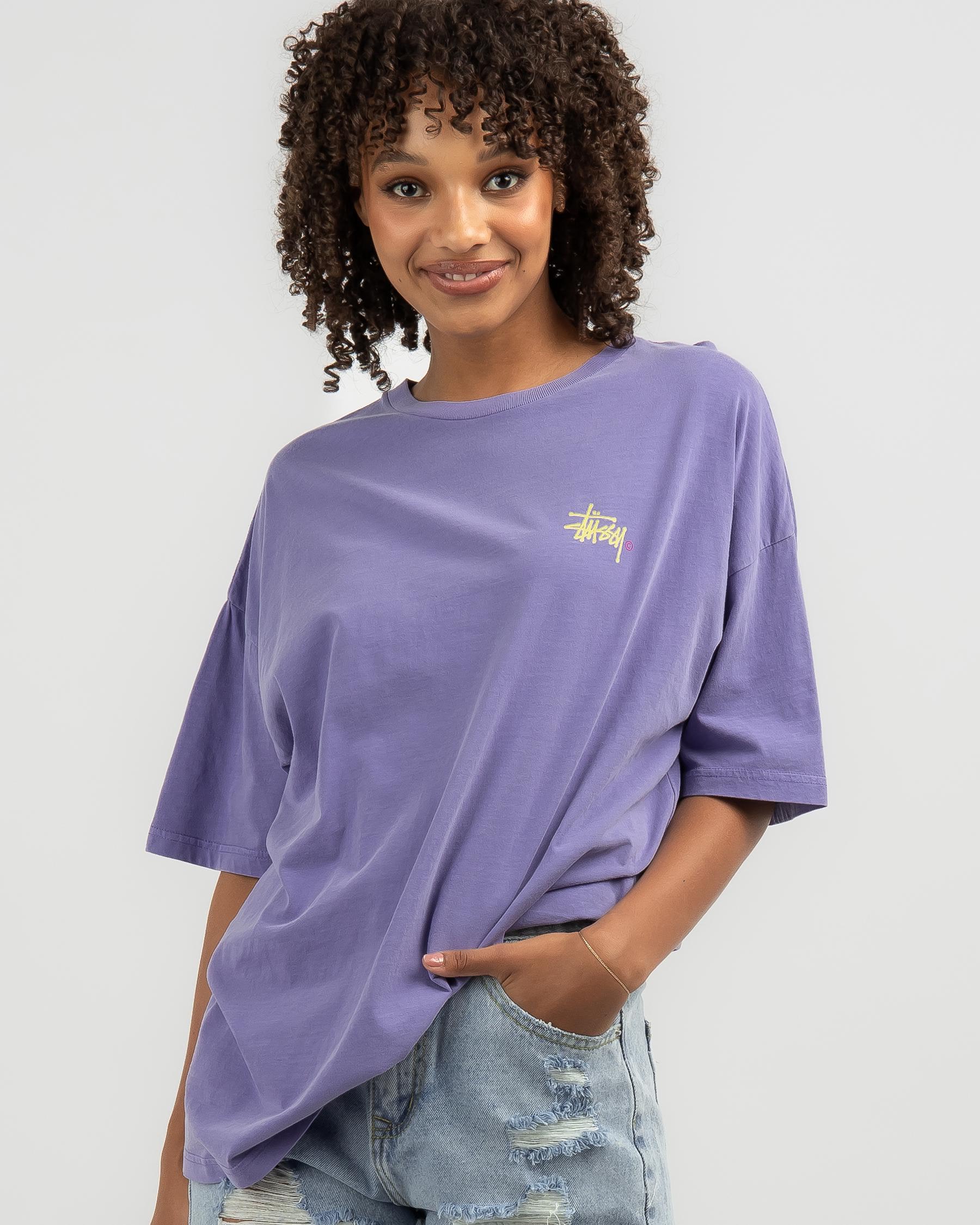 Shop Stussy Graffiti Pigment Relaxed T-Shirt In Pigment Washed Violet ...
