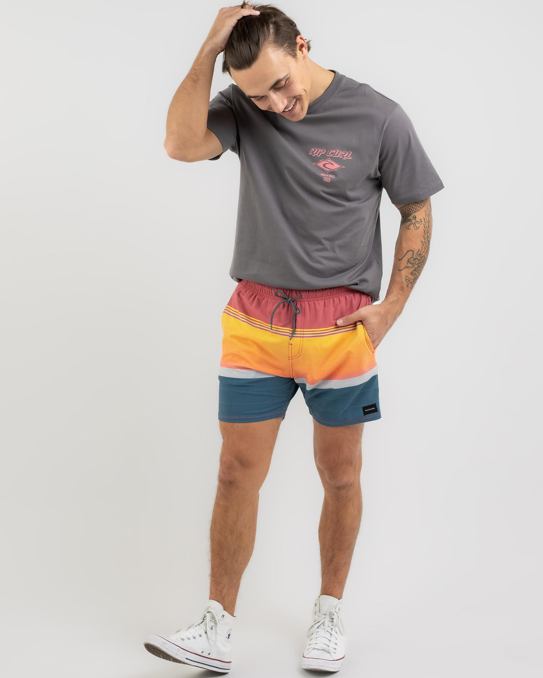 Shop Rip Curl Party Pack Volley Board Shorts In Dusty Mushroom Fast