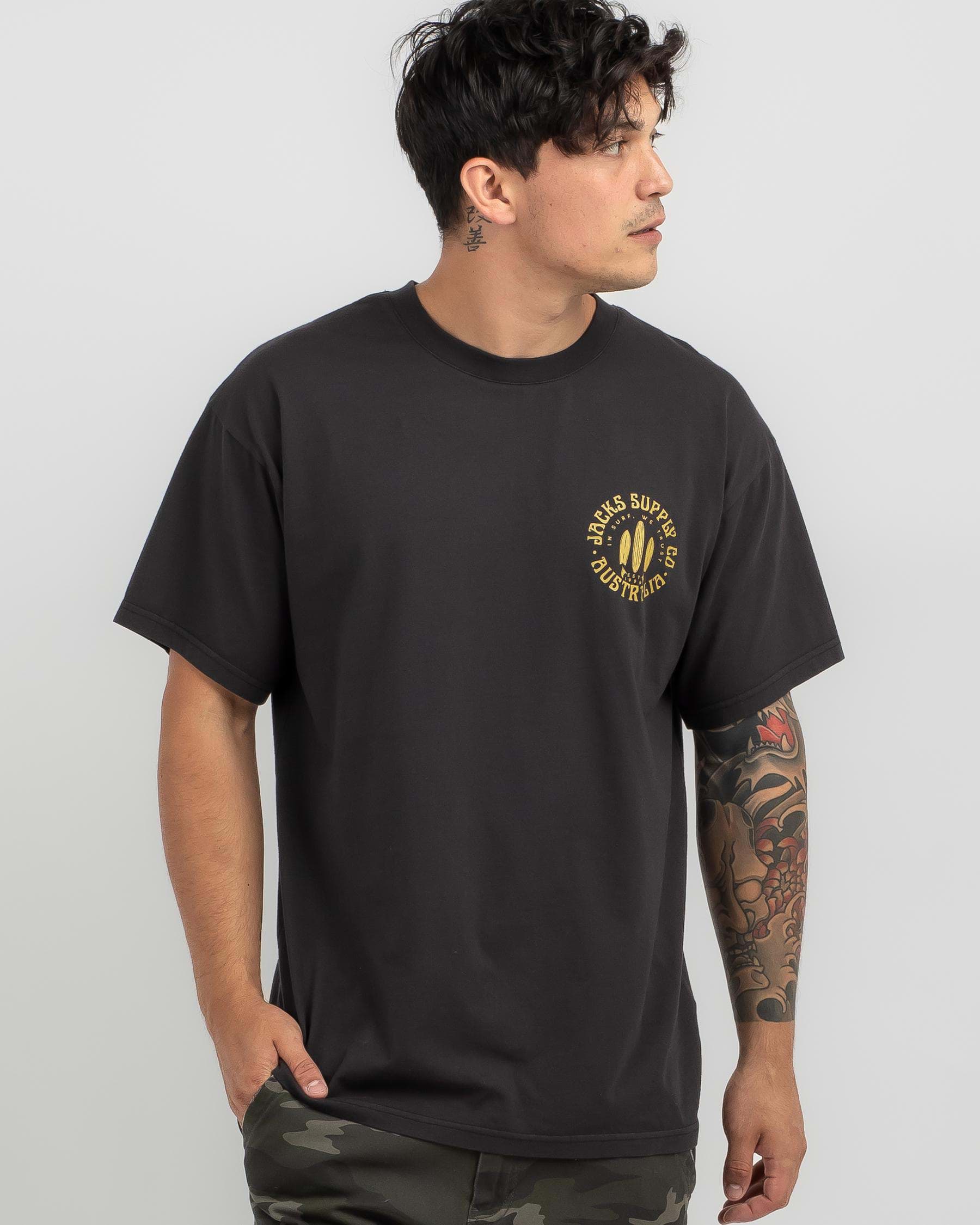 Jacks Longboard T-Shirt In Washed Black - Fast Shipping & Easy Returns ...