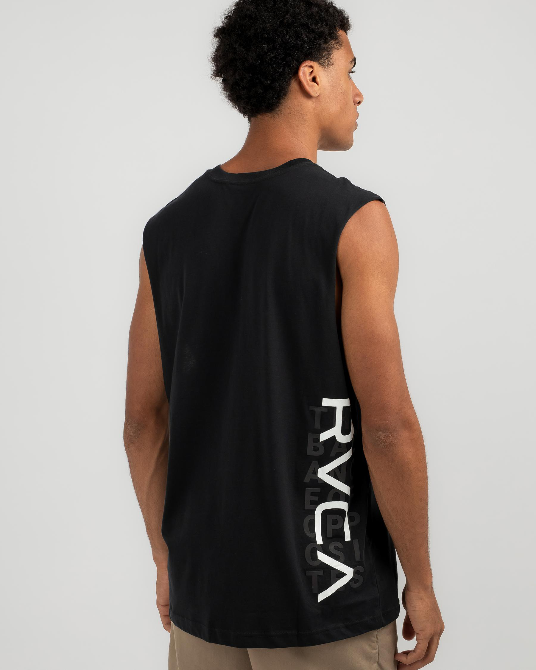 Shop RVCA Offset Muscle Tank In Rvca Black Fast Shipping & Easy