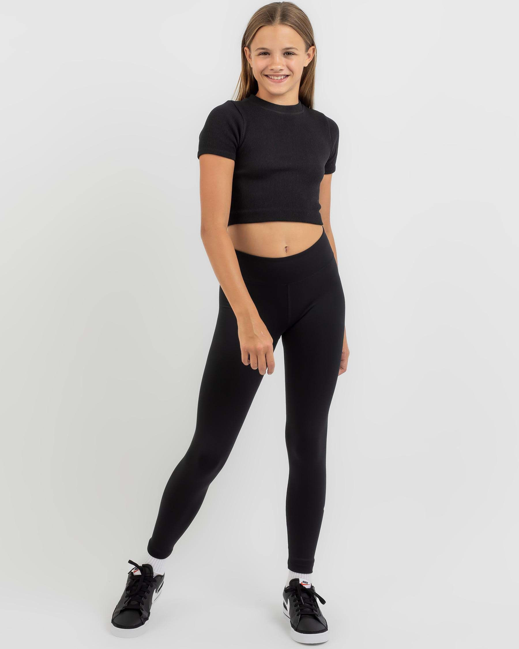 Shop Nike Girls' DF One Leggings In Black/white - Fast Shipping & Easy ...
