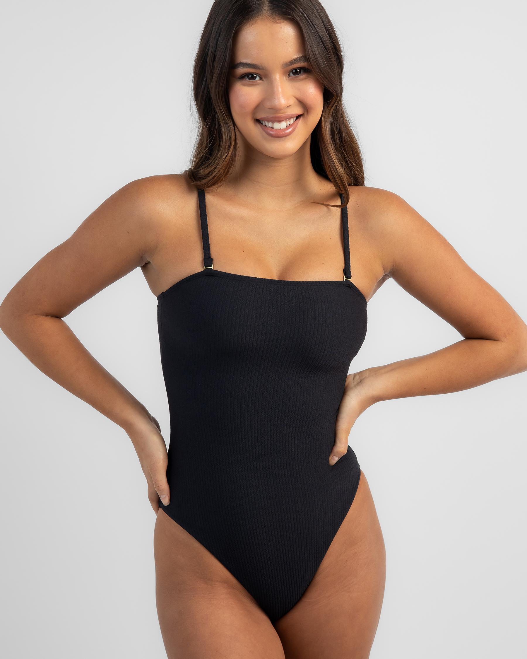 Shop Topanga Carmen Strapless One Piece Swimsuit In Black Fast
