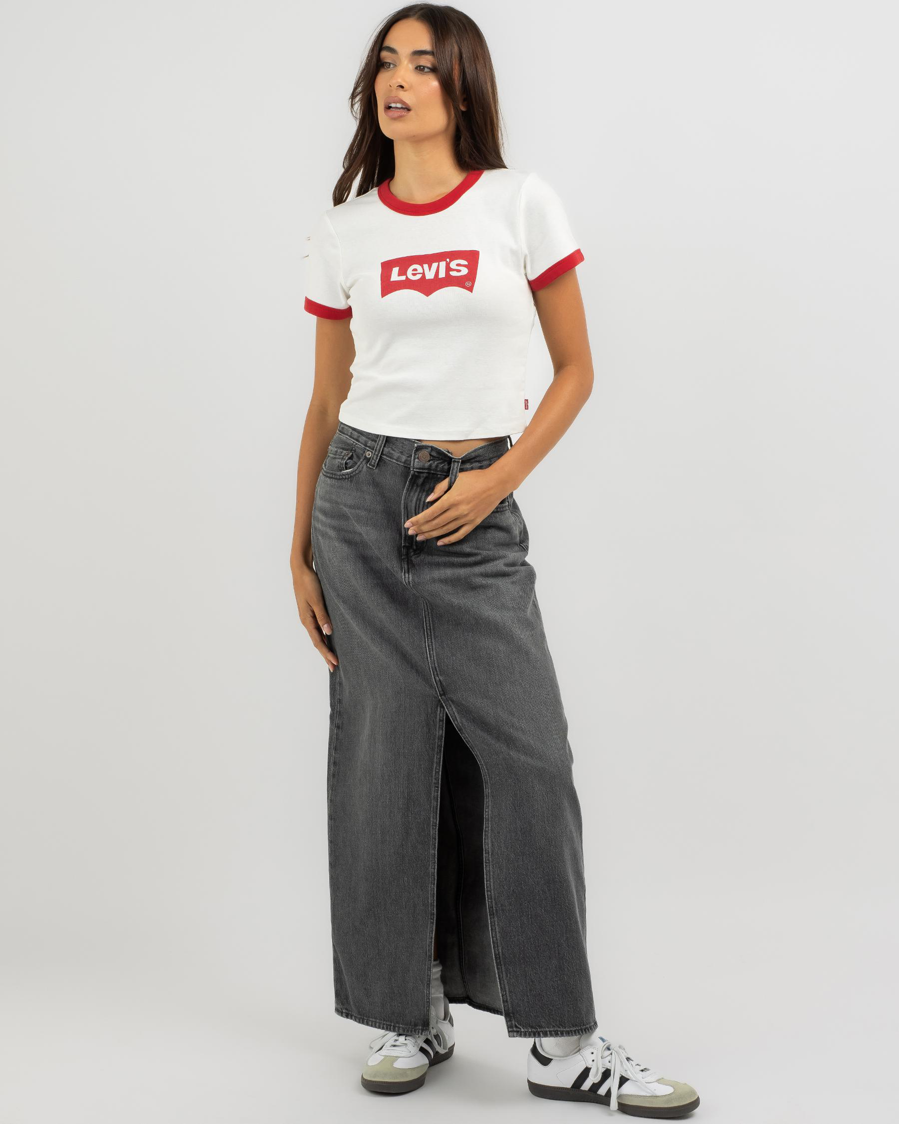 Shop Levi's Graphic Ringer Baby Tee In Wonky Bw Cloud Dancer - Fast ...