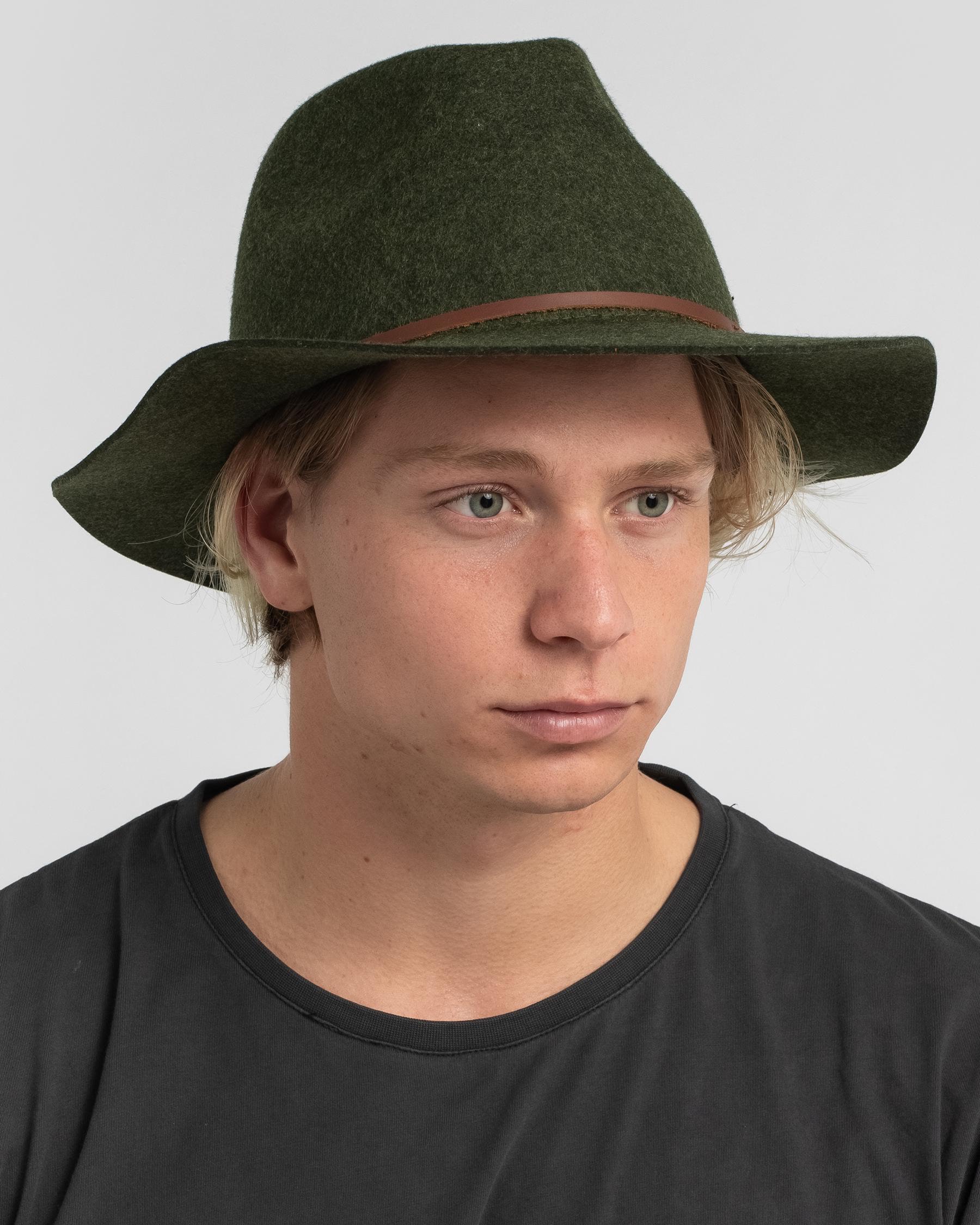 Brixton Wesley Felt Hat In Moss/ Brown Mix - Fast Shipping & Easy ...