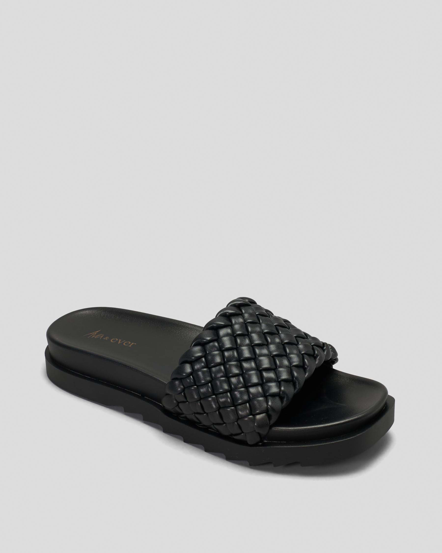 Ava And Ever Maisie Slide Sandals In Black - Fast Shipping & Easy ...