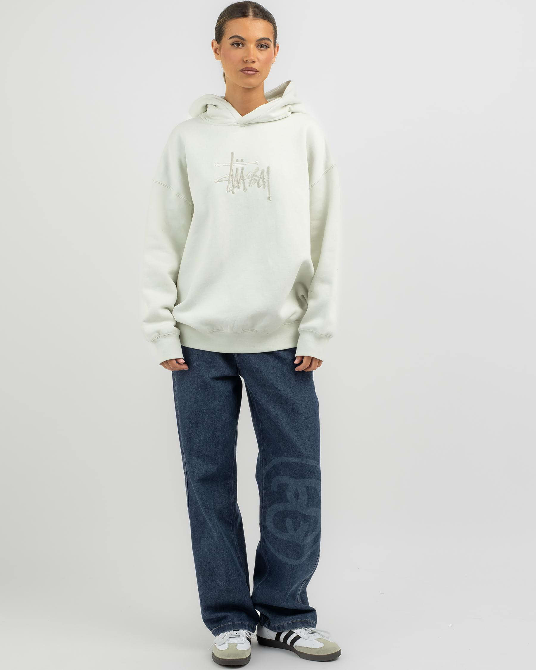 Shop Stussy Graffiti Embroidery Oversized Hoodie In Washed White - Fast ...