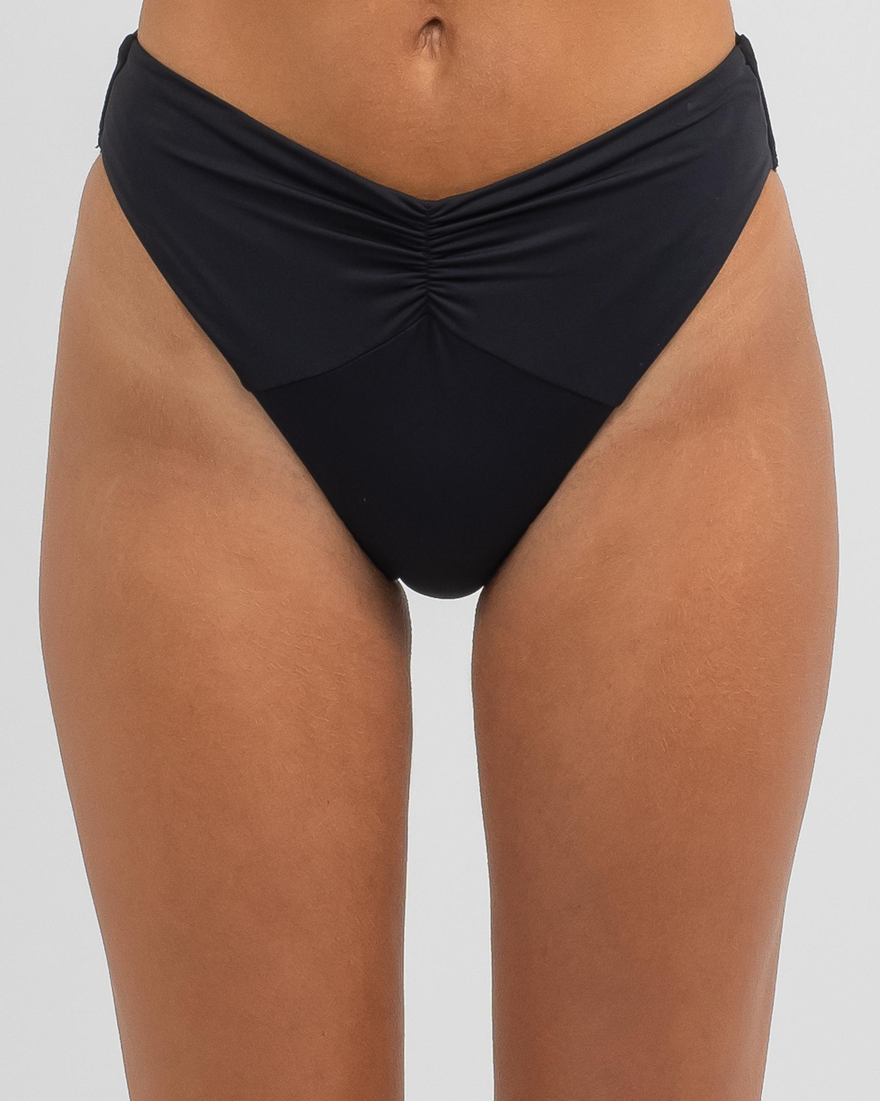 Shop Kaiami Harlow High Waisted Bikini Bottom In Black Fast Shipping