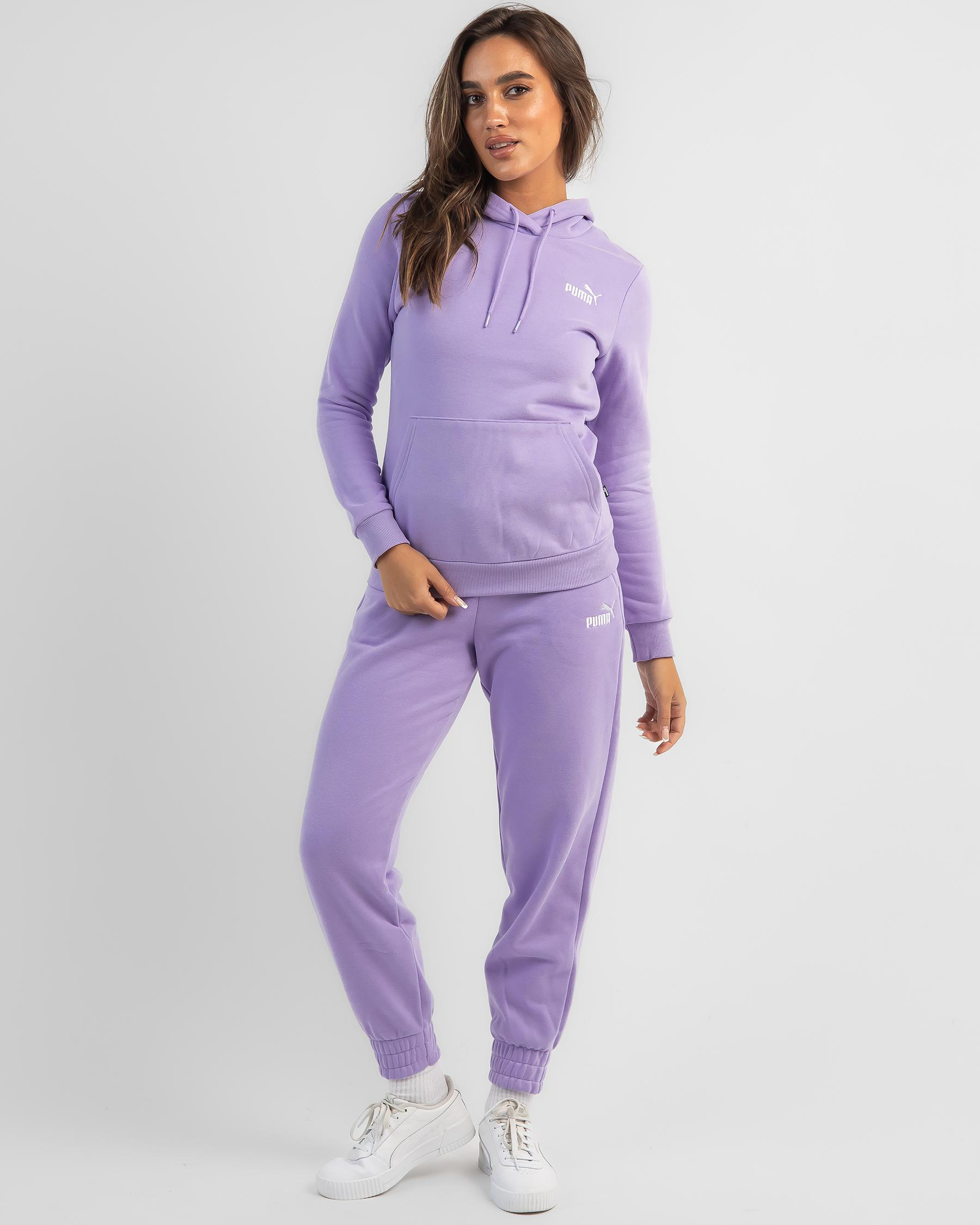 Shop Puma Essential Embroidery Hoodie In Vivid Violet Fast Shipping