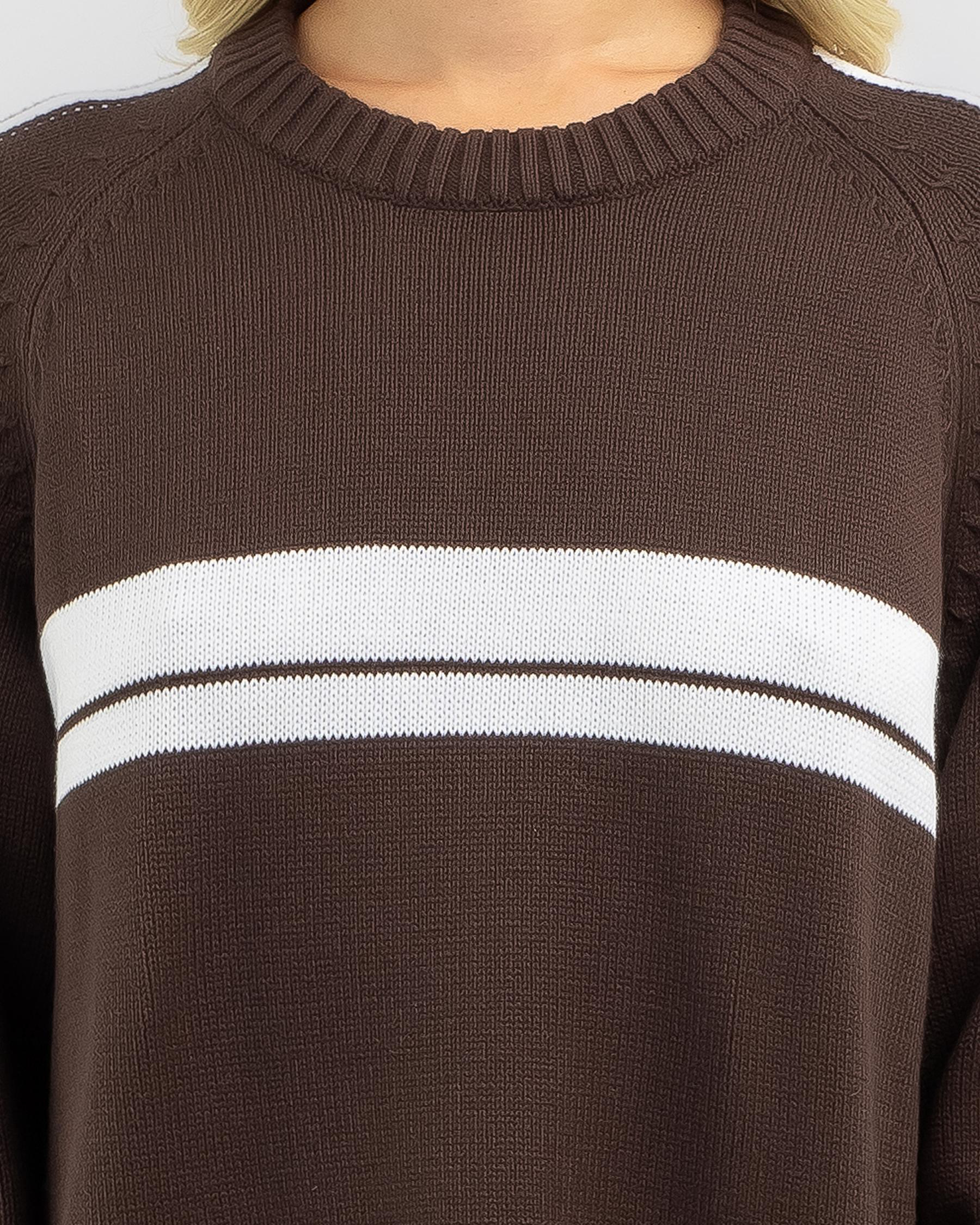 Shop Rusty White Lines Crew Neck Knit Jumper In Cappuccino - Fast ...