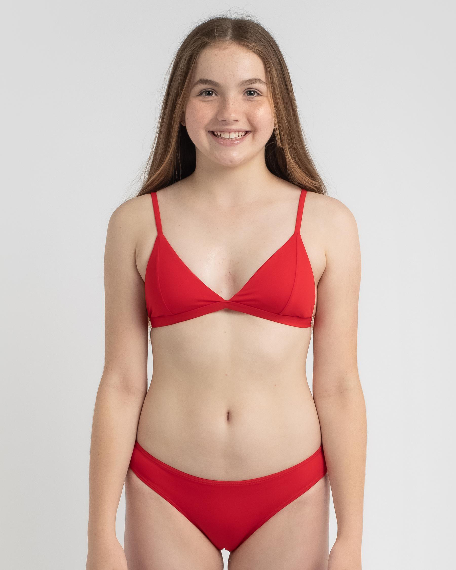 Shop Topanga Girls' Jojo Bikini Set In Chilli Red Fast Shipping