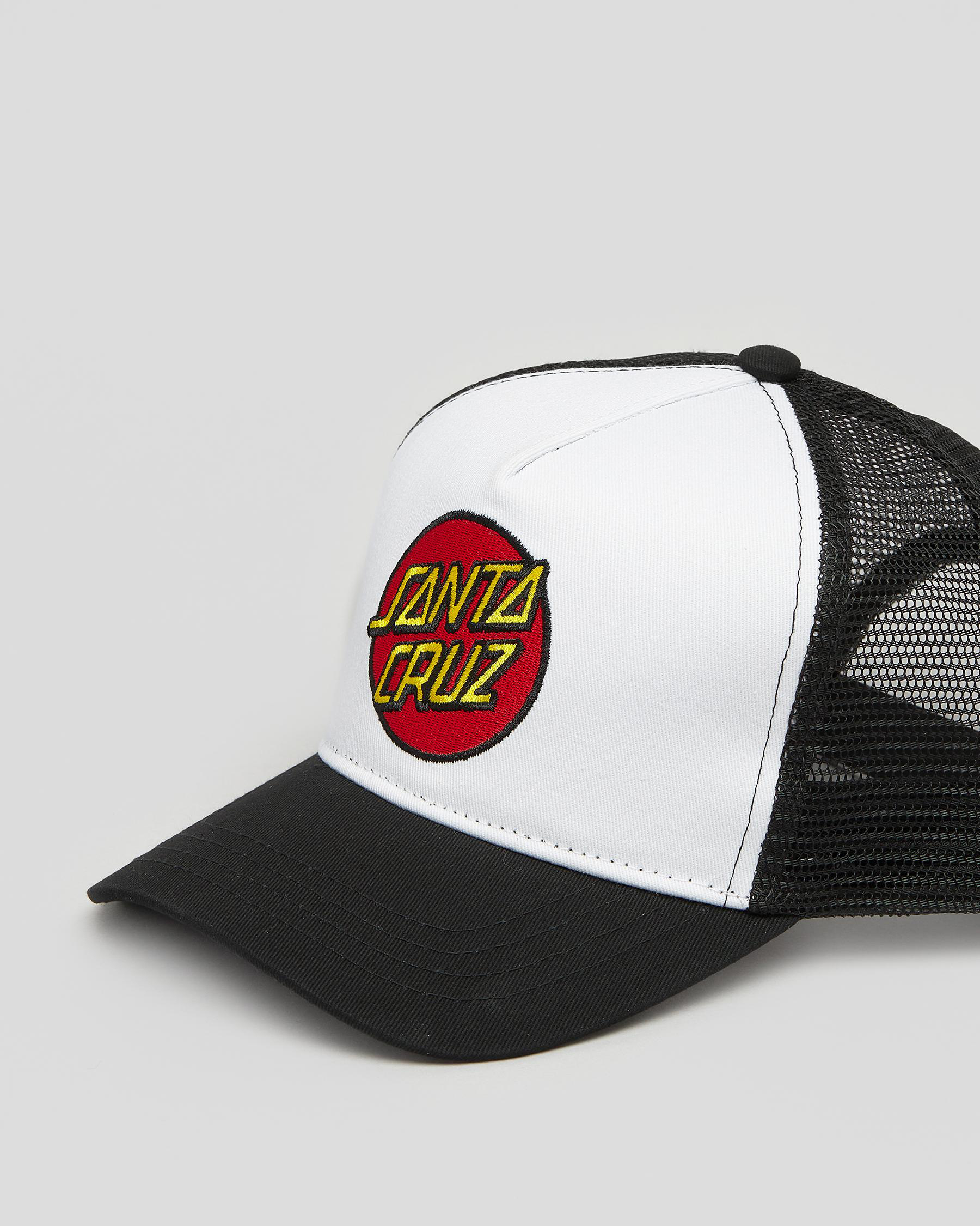 Shop Santa Cruz Boys' Classic Dot Trucker Cap In White - Fast Shipping ...