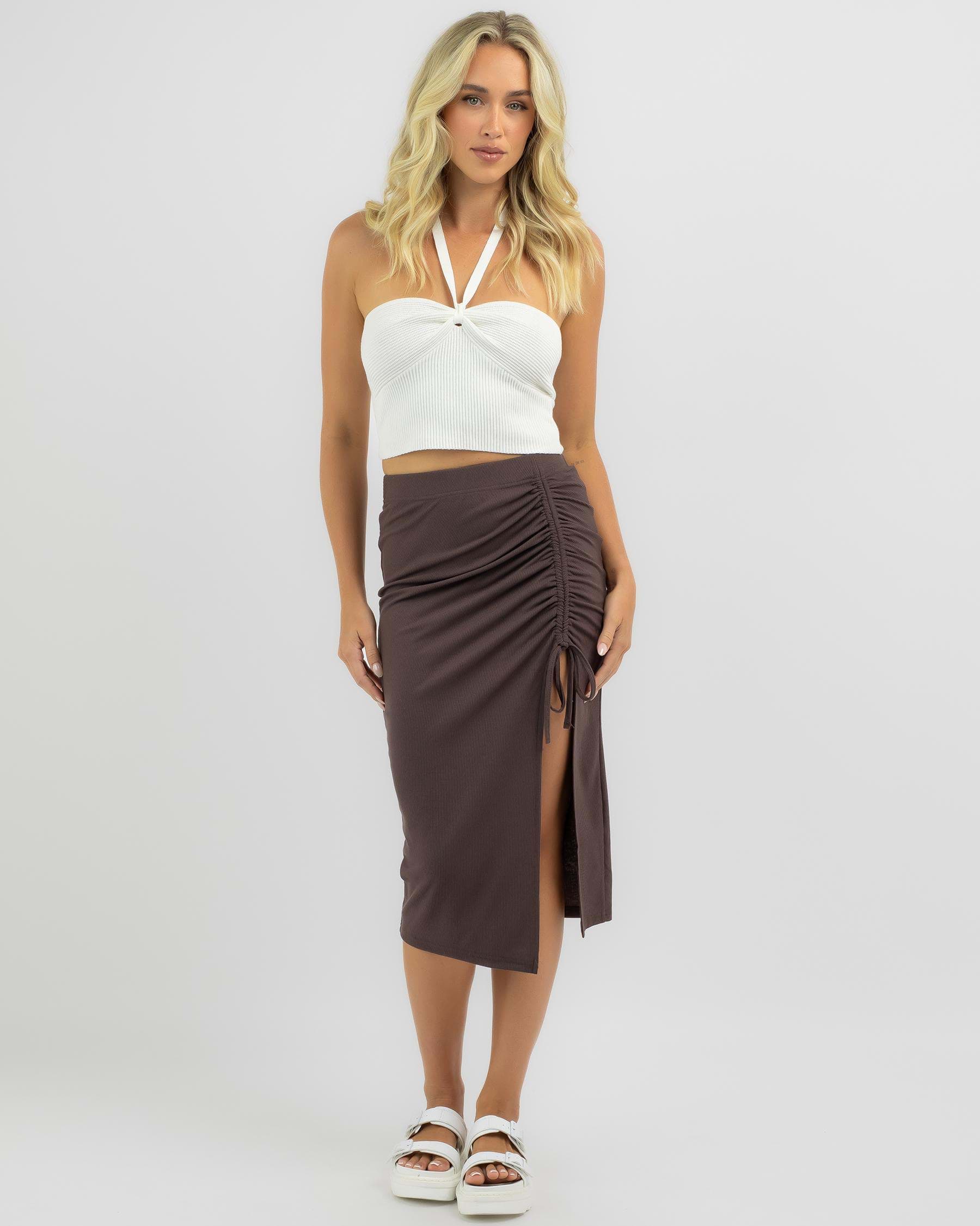 Ava And Ever Layla Midi Skirt In Chocolate - Fast Shipping & Easy ...