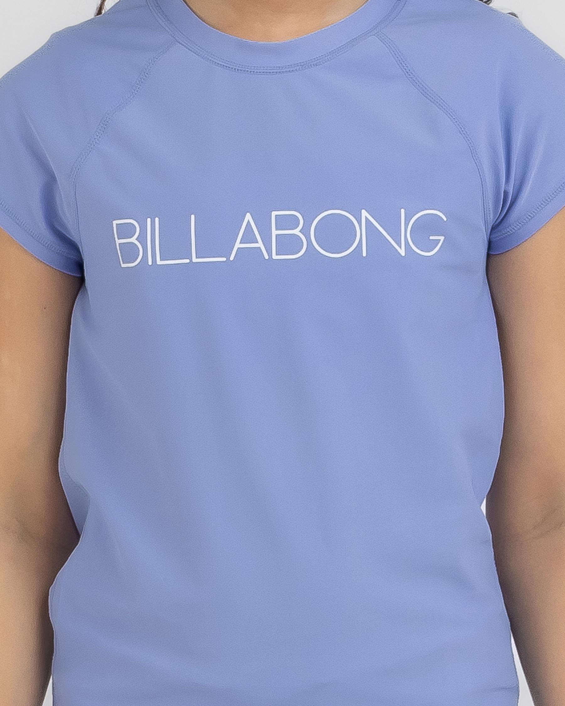 Billabong Girls' Dancer Short Sleeve Rash Vest In Bayou Blue FREE