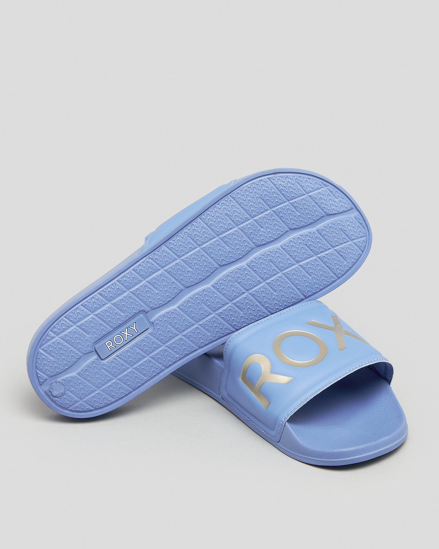 Shop Roxy Slippy Slide Sandals In Sky Blue - Fast Shipping & Easy ...