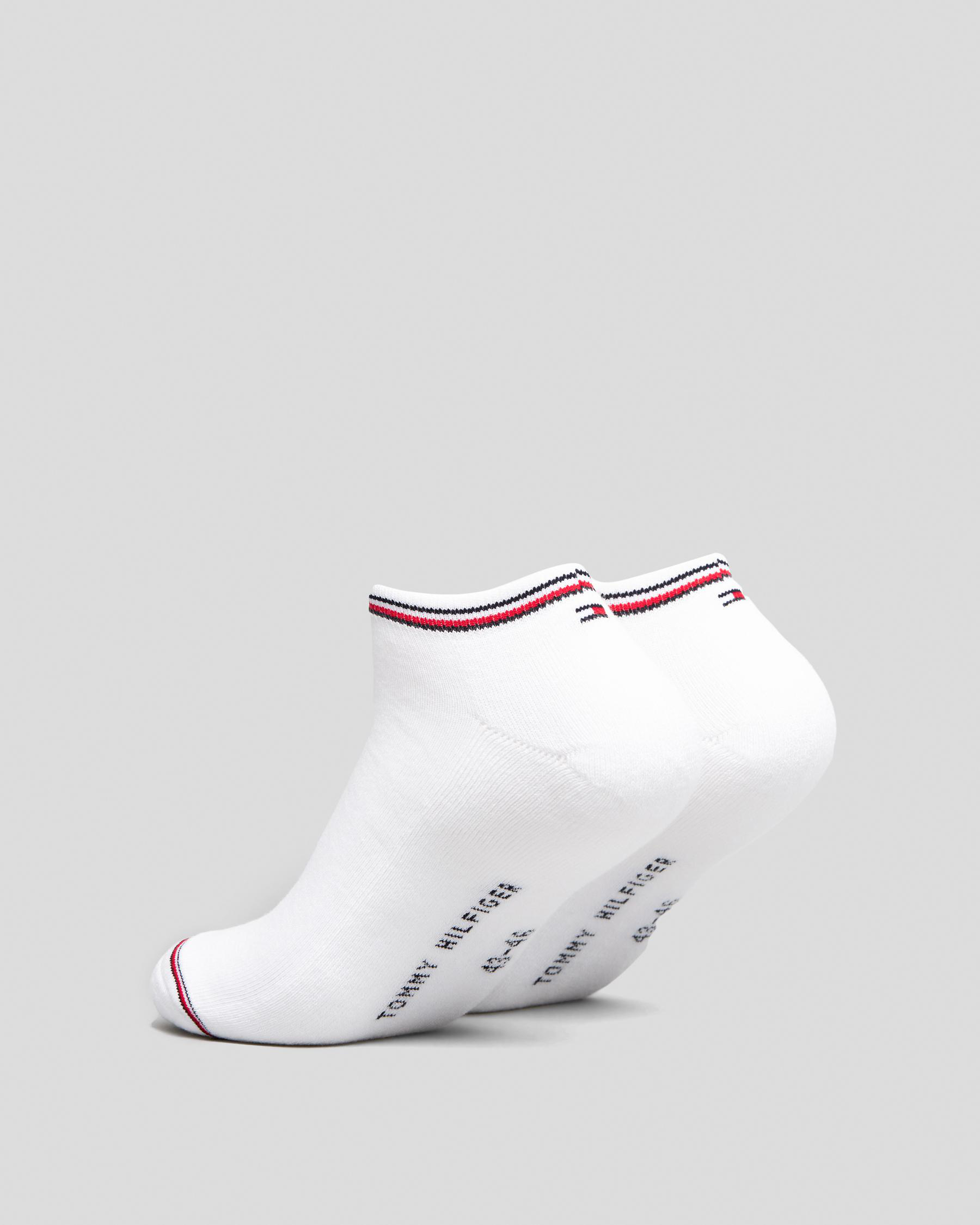 Shop Tommy Hilfiger Iconic Sneaker Socks 2 Pack In White - Fast ...