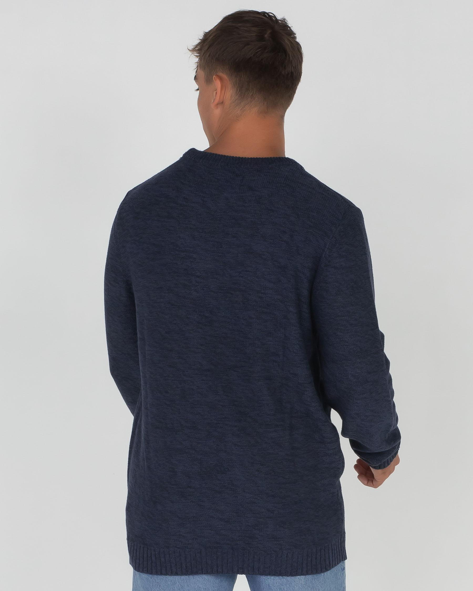 Shop Rusty Skyliner Crew Knit Sweatshirt In Dark Saphire - Fast ...