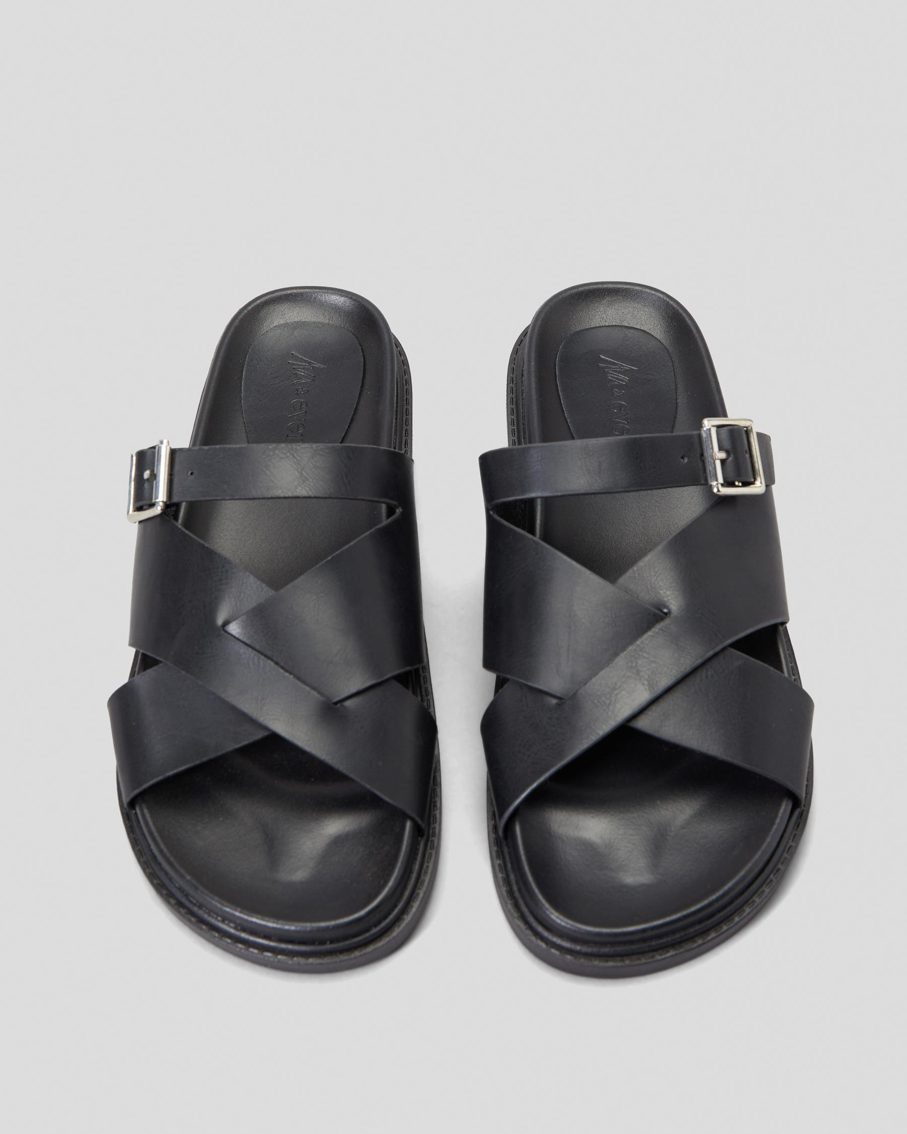Shop Ava And Ever Ortega Slide Sandals In Black/black - Fast Shipping ...